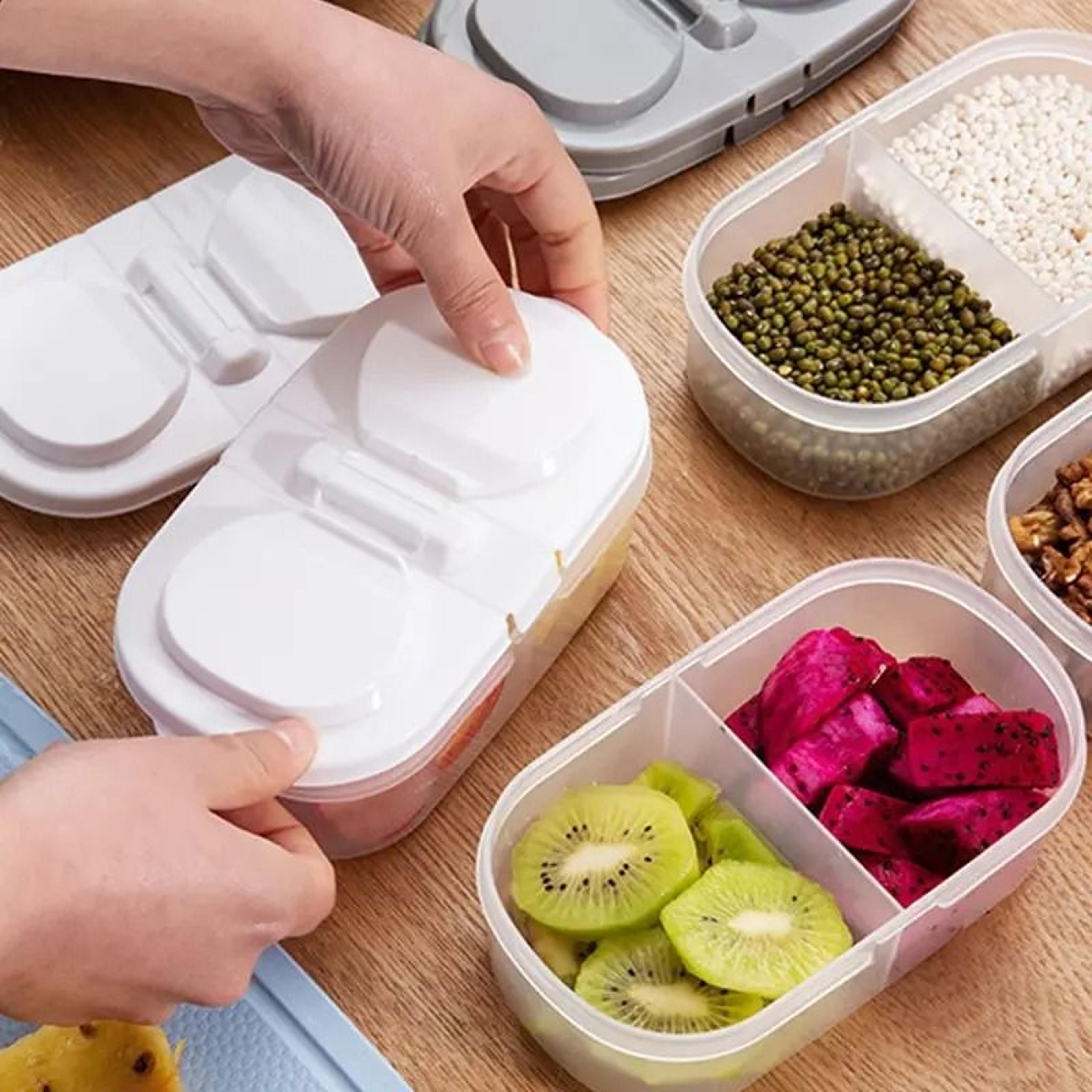 double-compartment sealed storage jar with lid & moisture-proof kitchen container