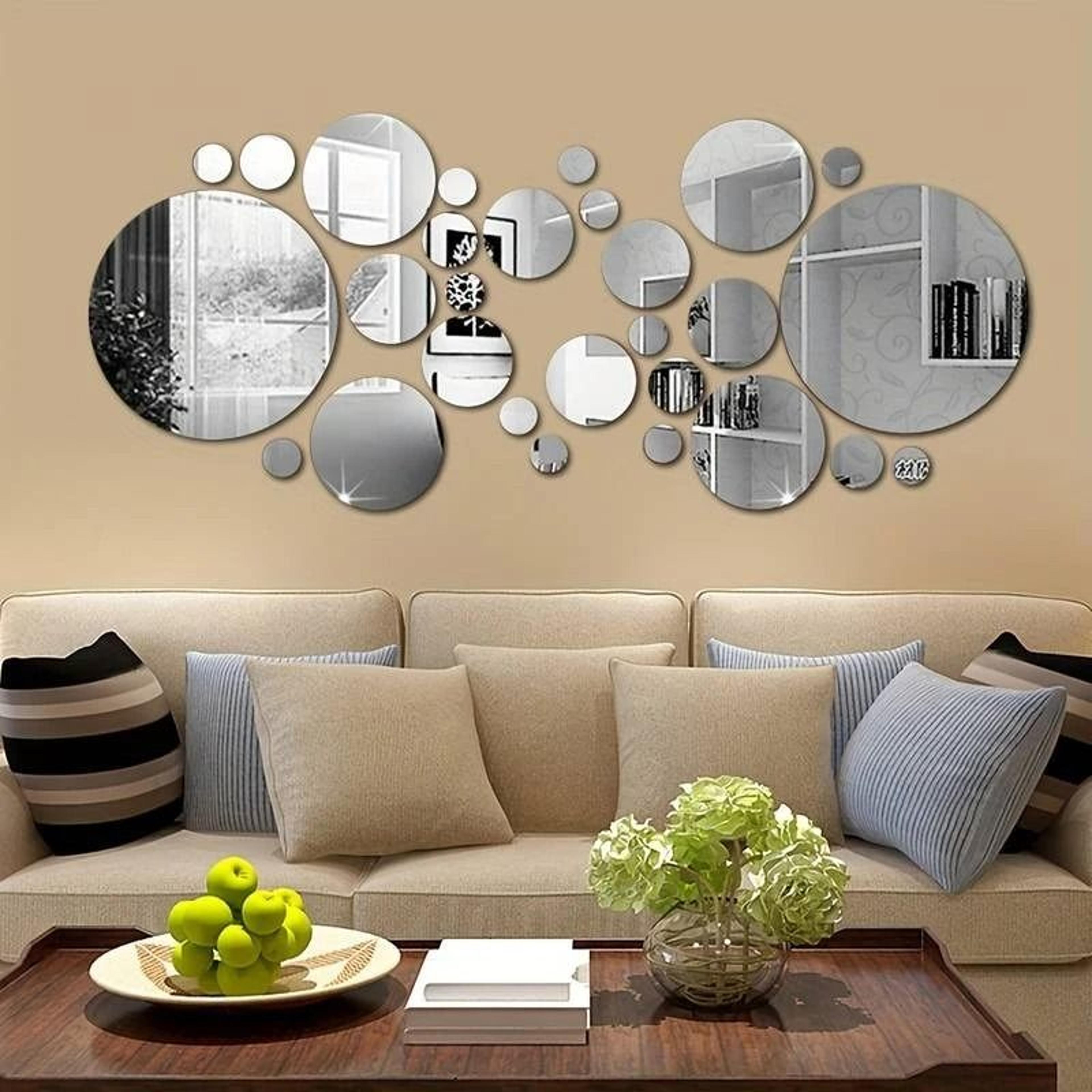 26-piece 3d acrylic round mirror wall stickers & diy decorative wall decals