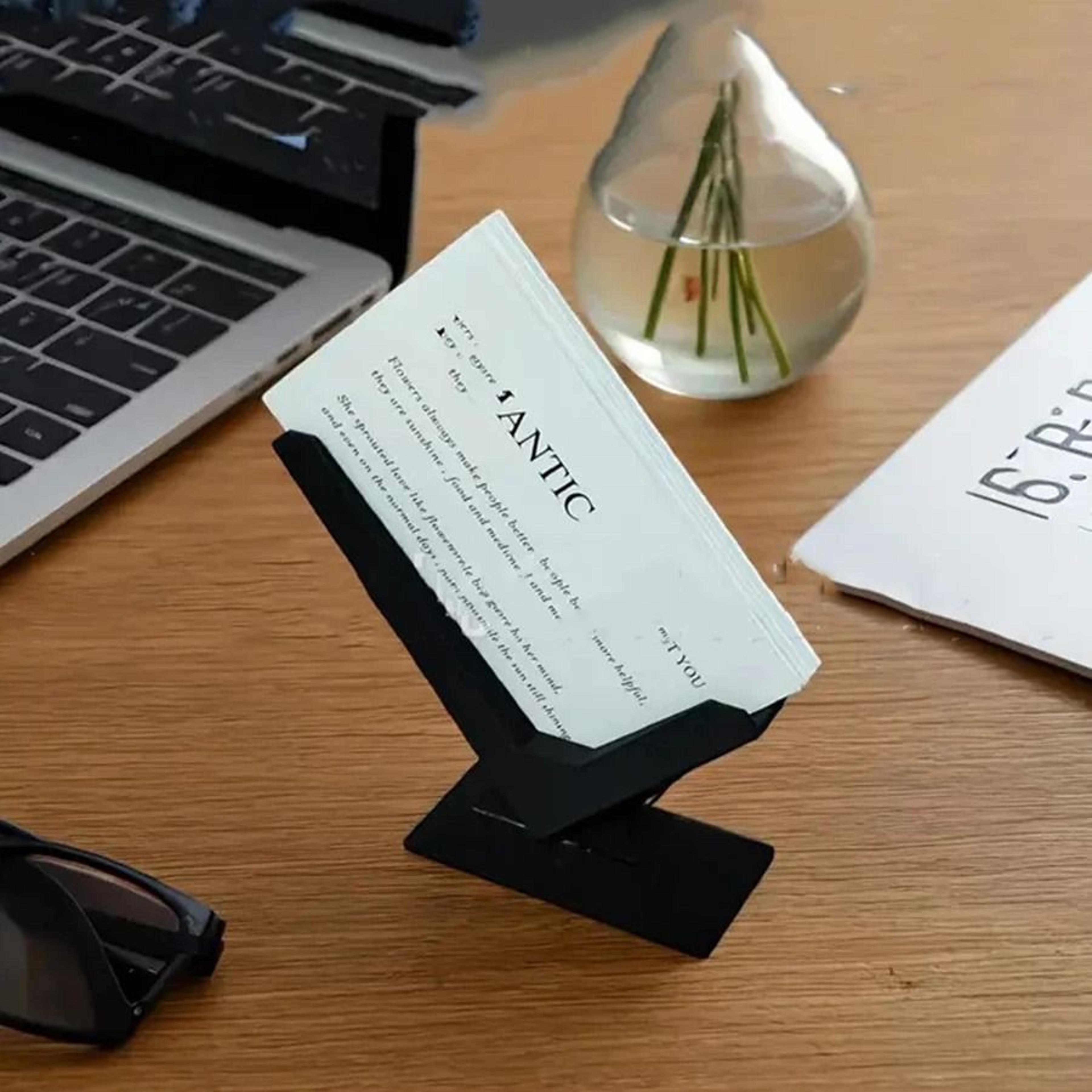 minimalist business card holder for desk & modern desktop storage organizer