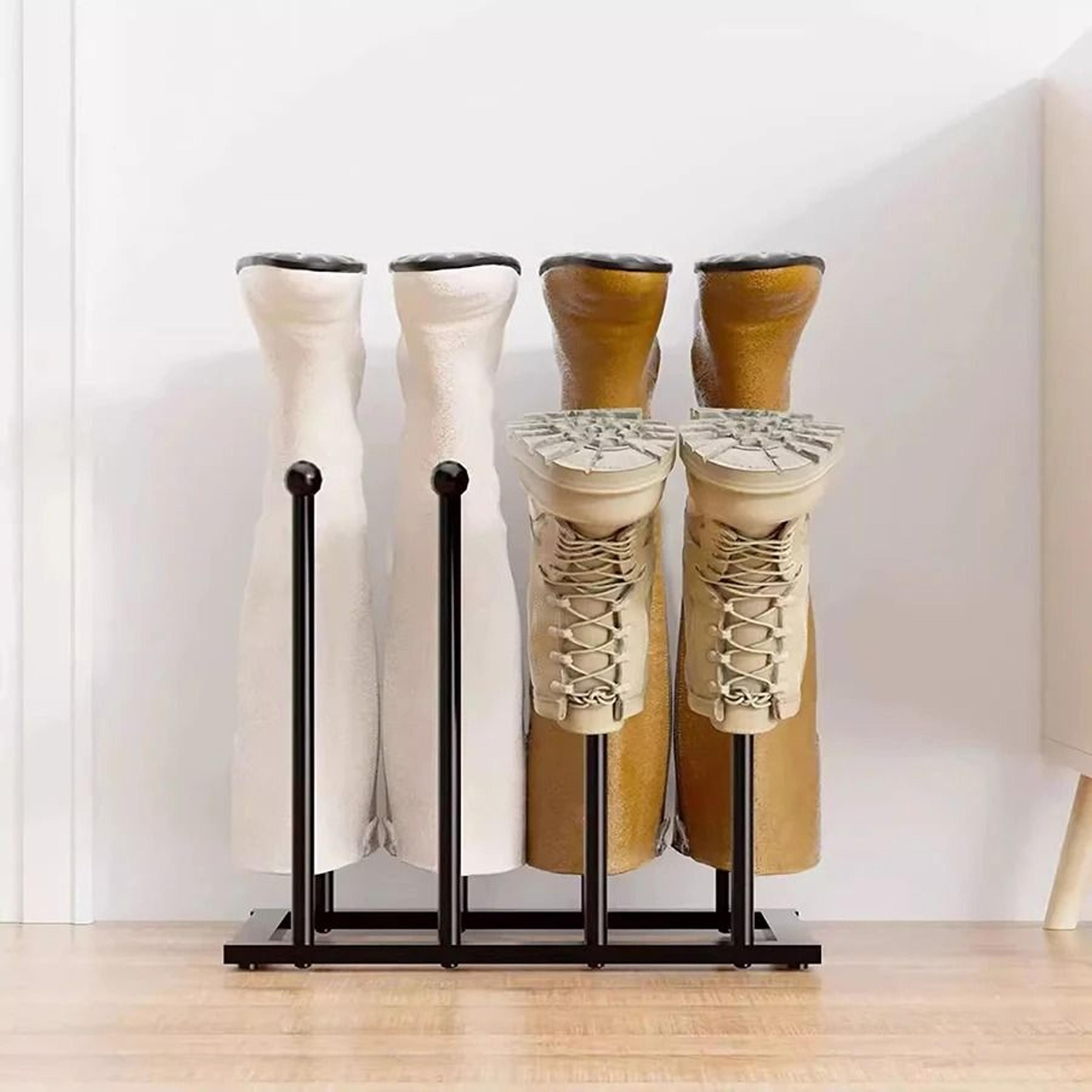 vertical metal boot rack & tall boot drying organizer for entryway & closet