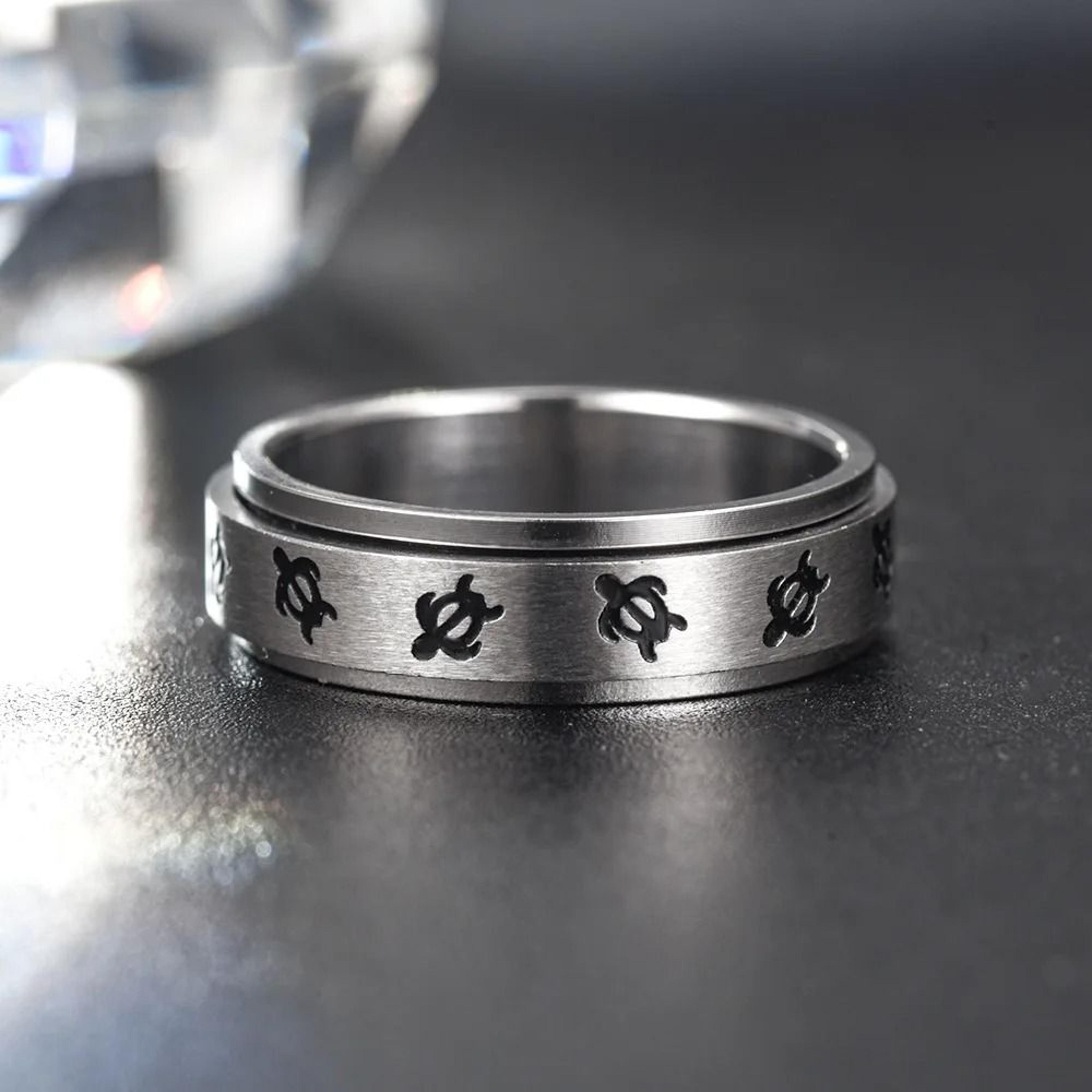 cute tortoise anti-stress rotating ring - stainless steel anxiety relief spinning ring