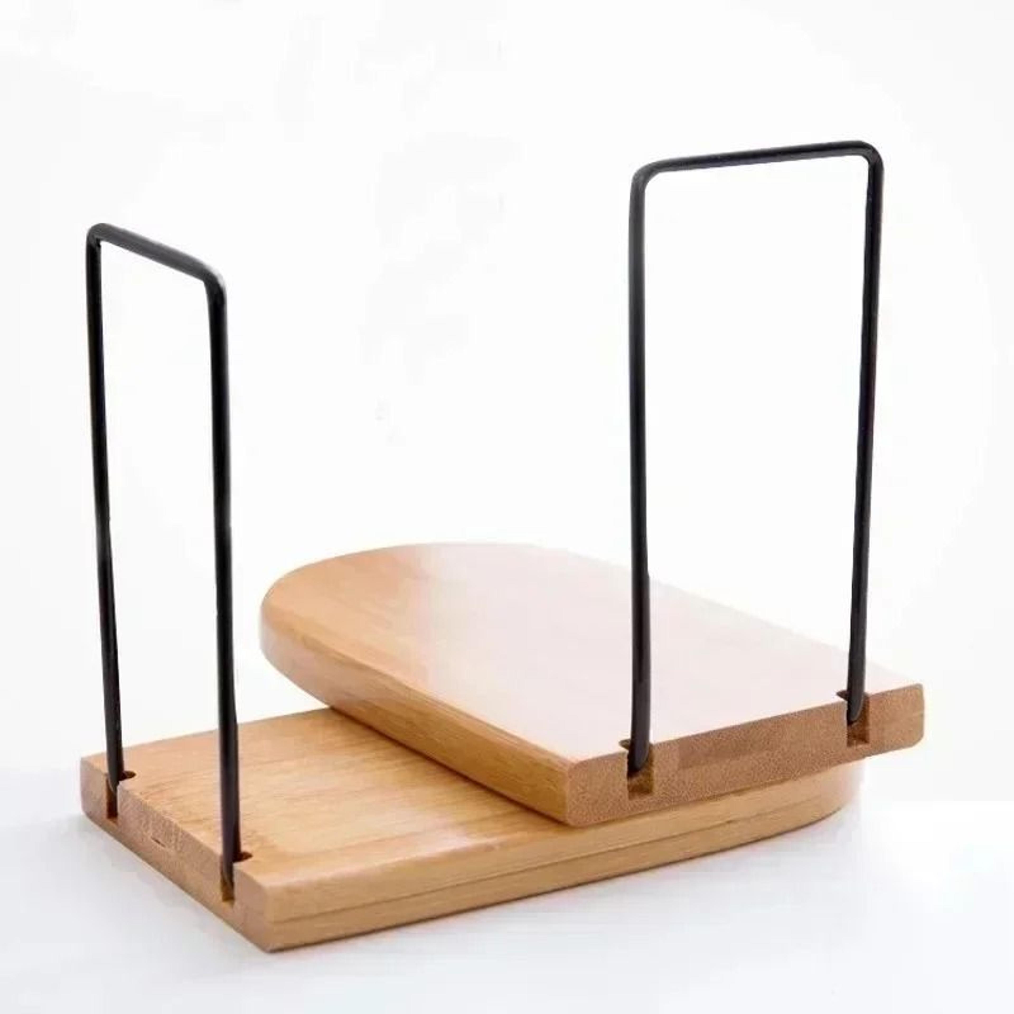 2-piece minimalist wood & iron bookends - modern desktop & bookshelf organizer set