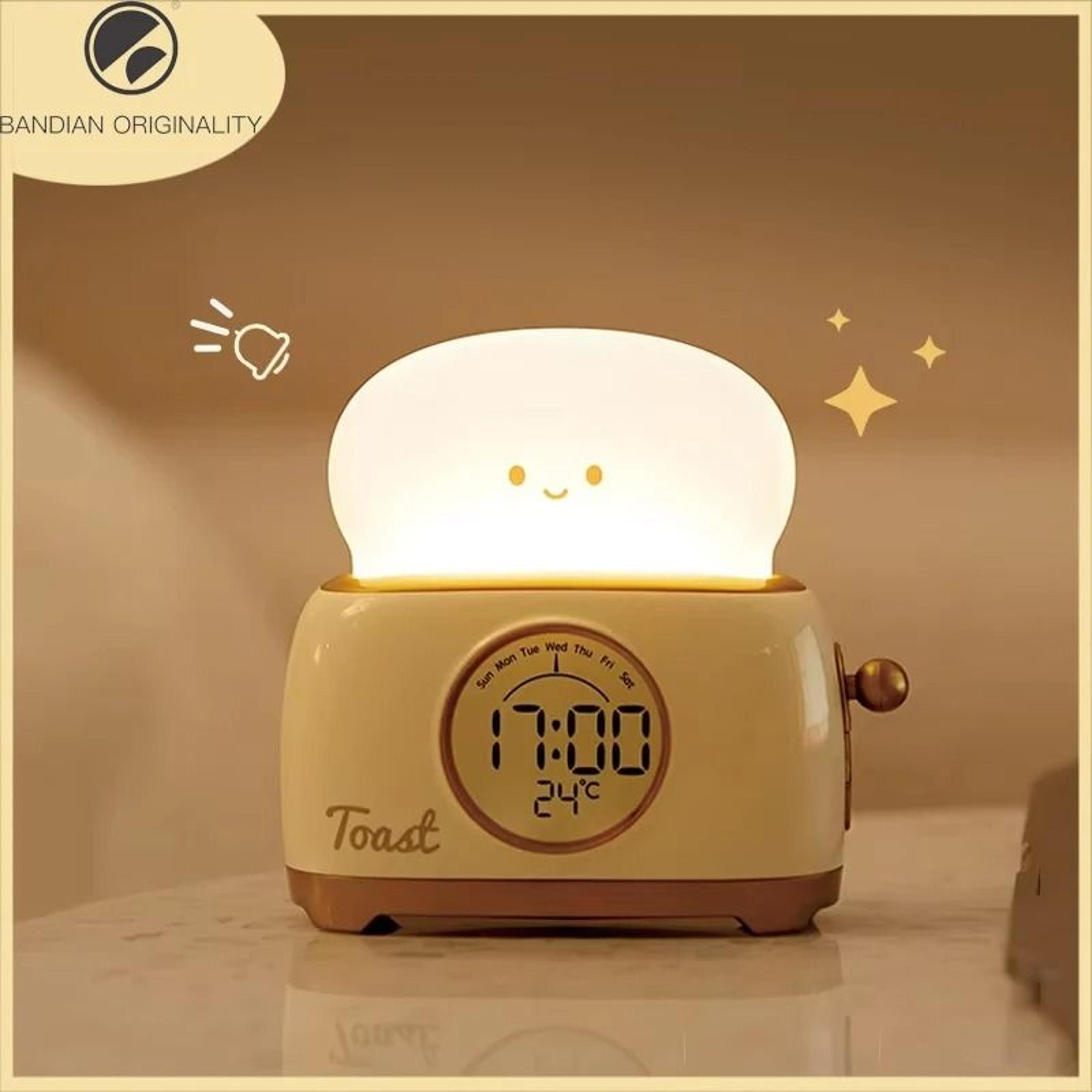 cute kids led digital alarm clock with night light & temperature display - bedside sleep trainer clock for children