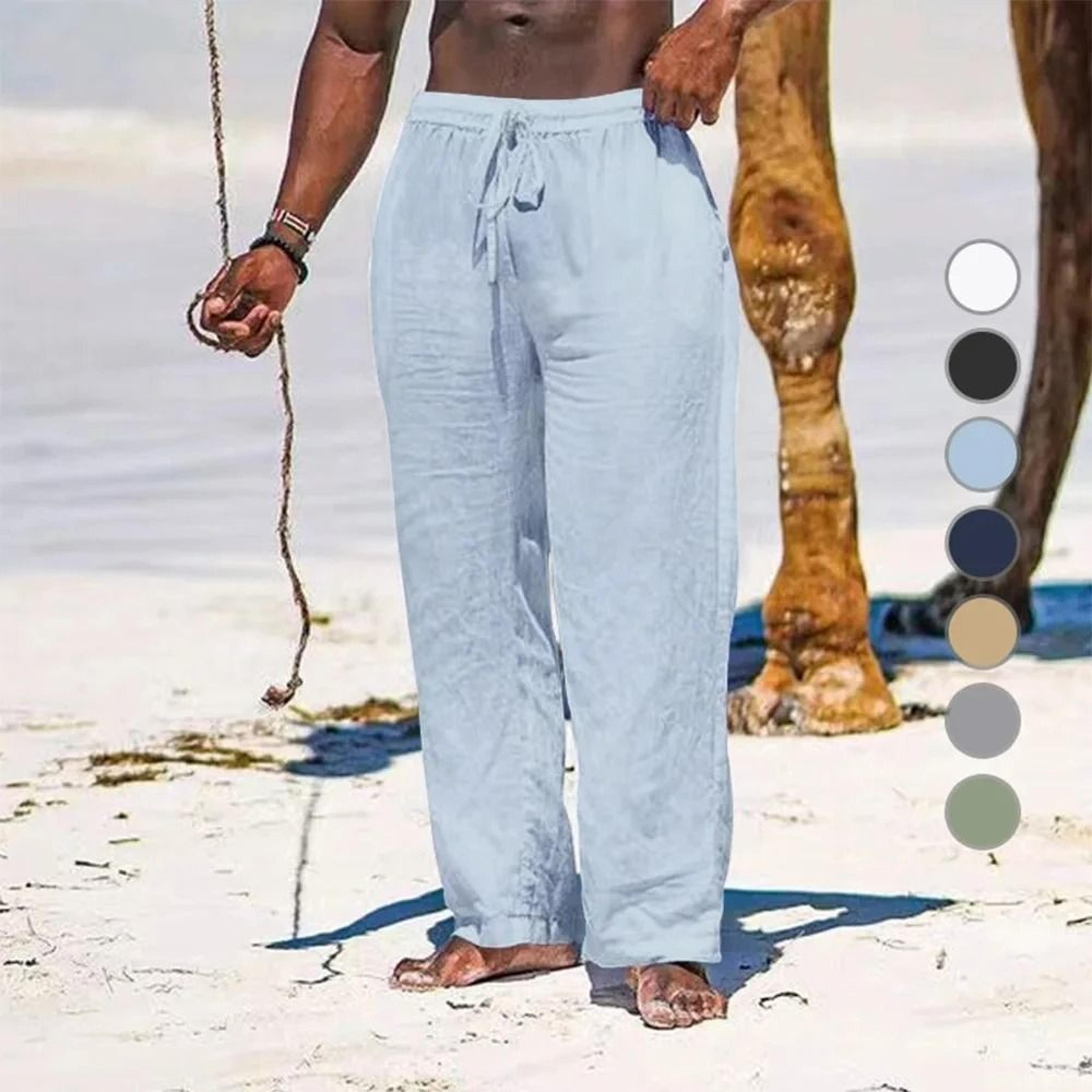 men's summer cotton linen joggers - breathable casual gym training trousers & streetwear sweatpants
