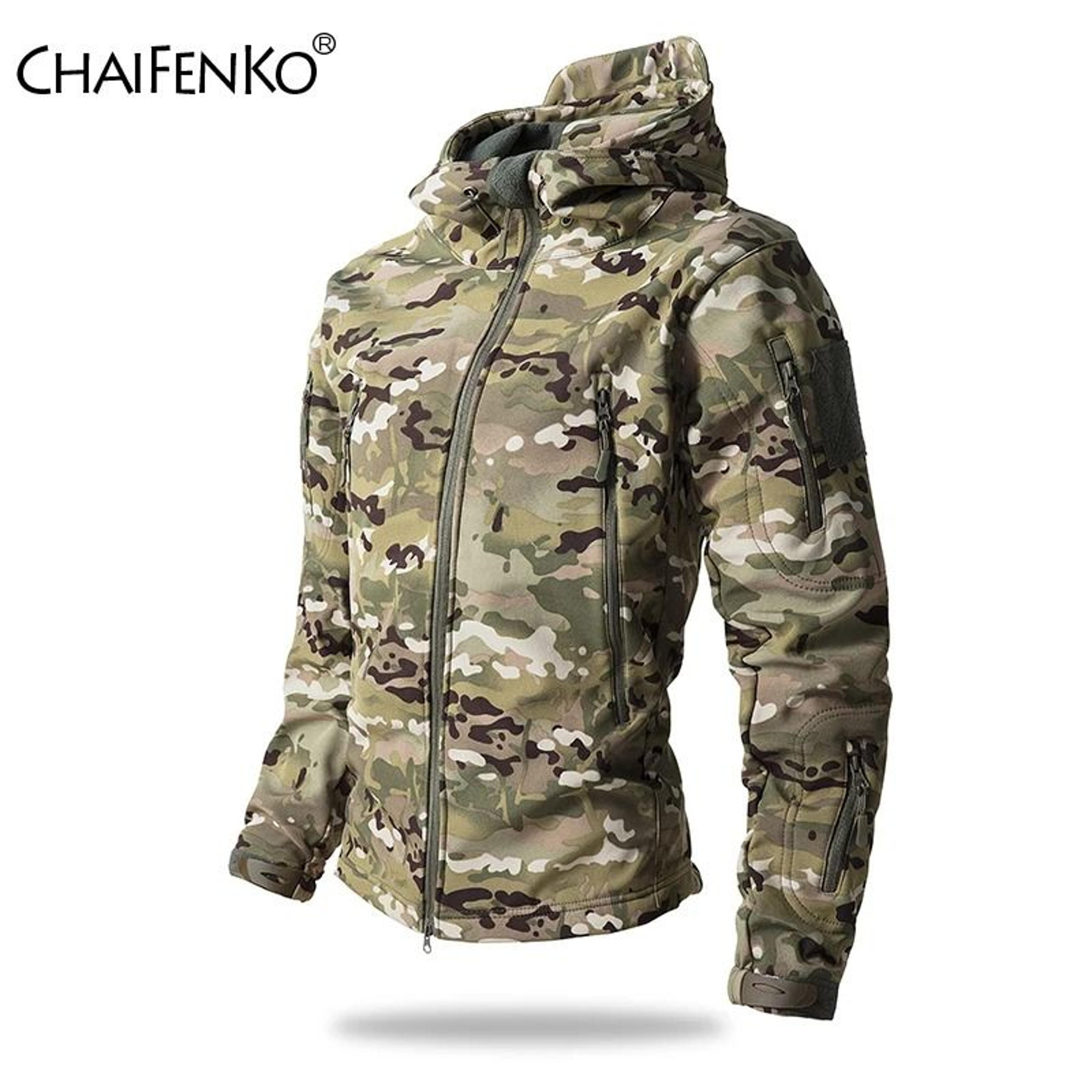 lurker shark skin softshell tactical jacket - waterproof fleece hooded camo coat for hunting & outdoors
