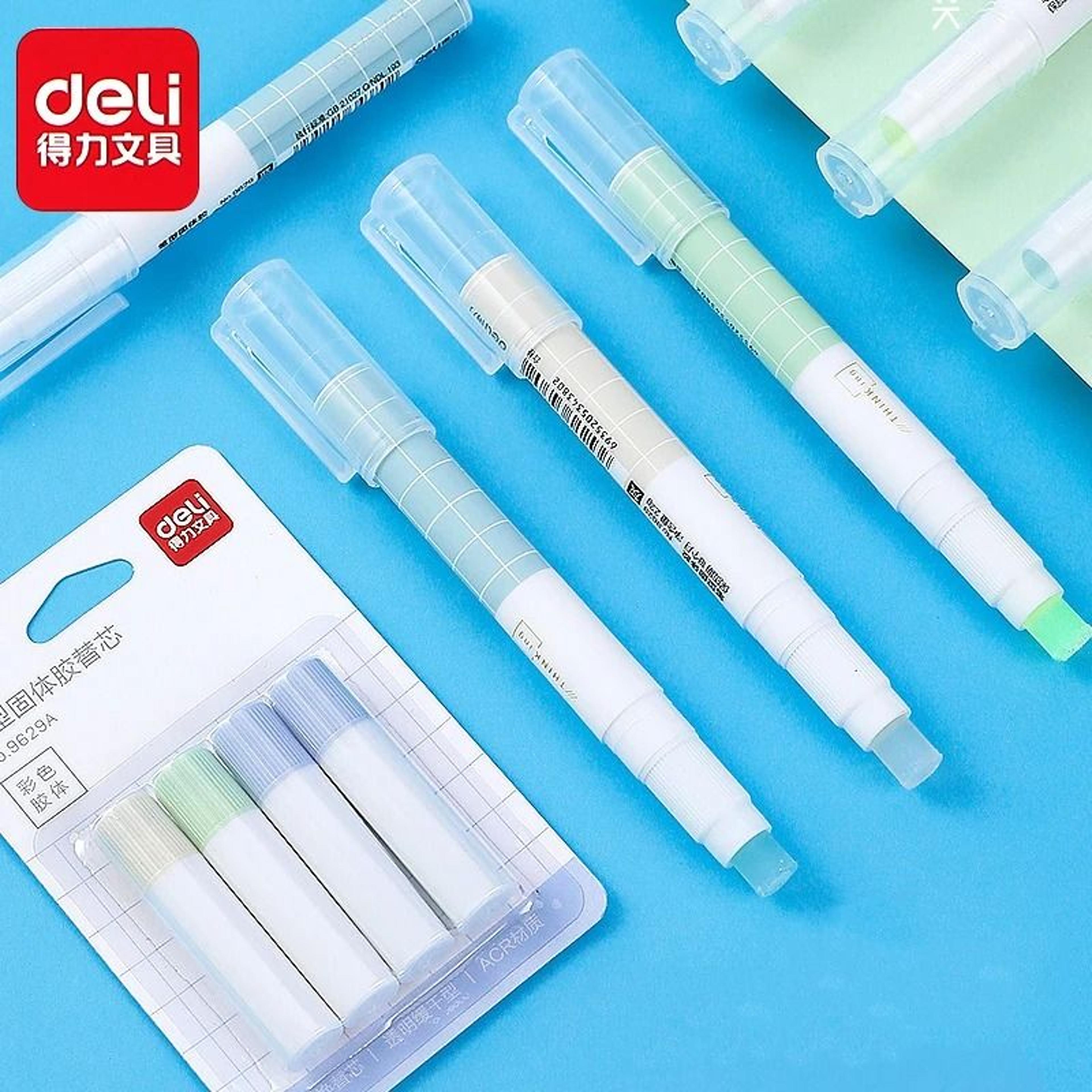 deli refillable solid glue stick - quick-drying non-toxic strong adhesive for school & office