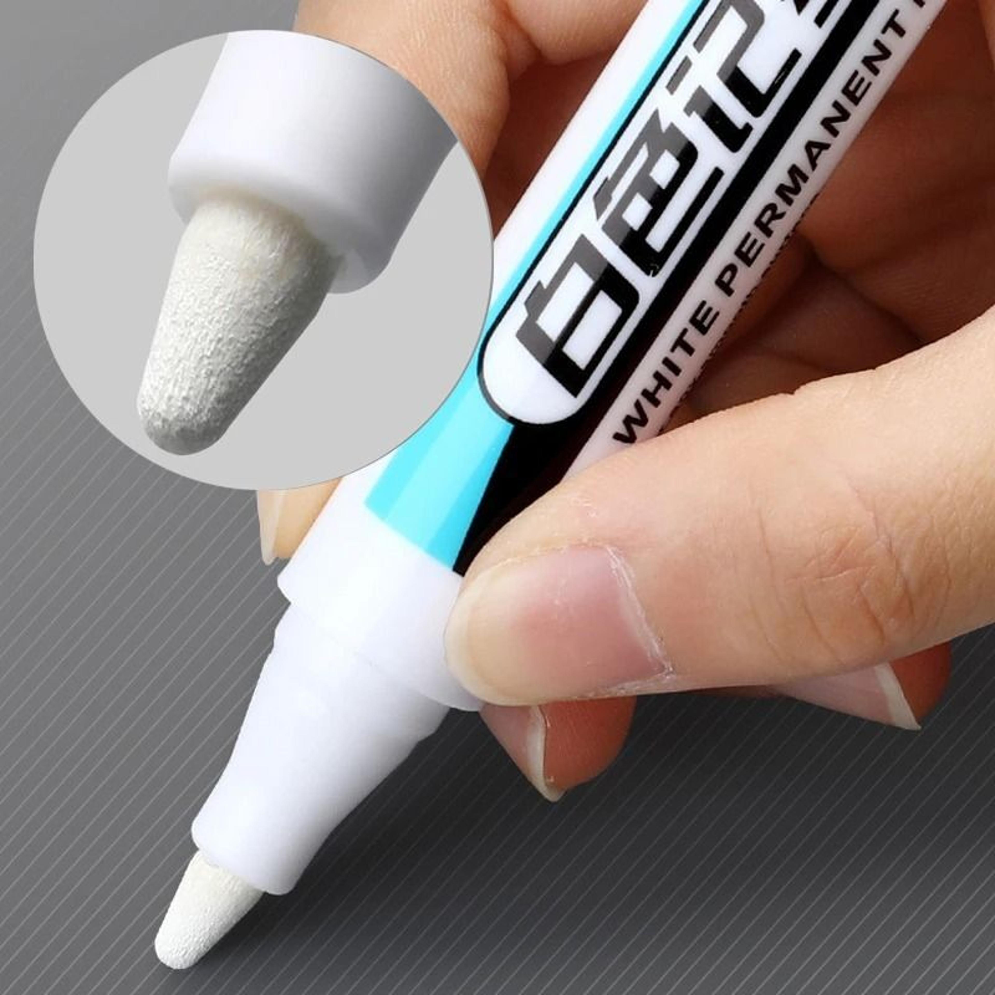 white oil-based marker pen fine tip - permanent waterproof non-fading paint pen for glass, tires, greeting cards & diy