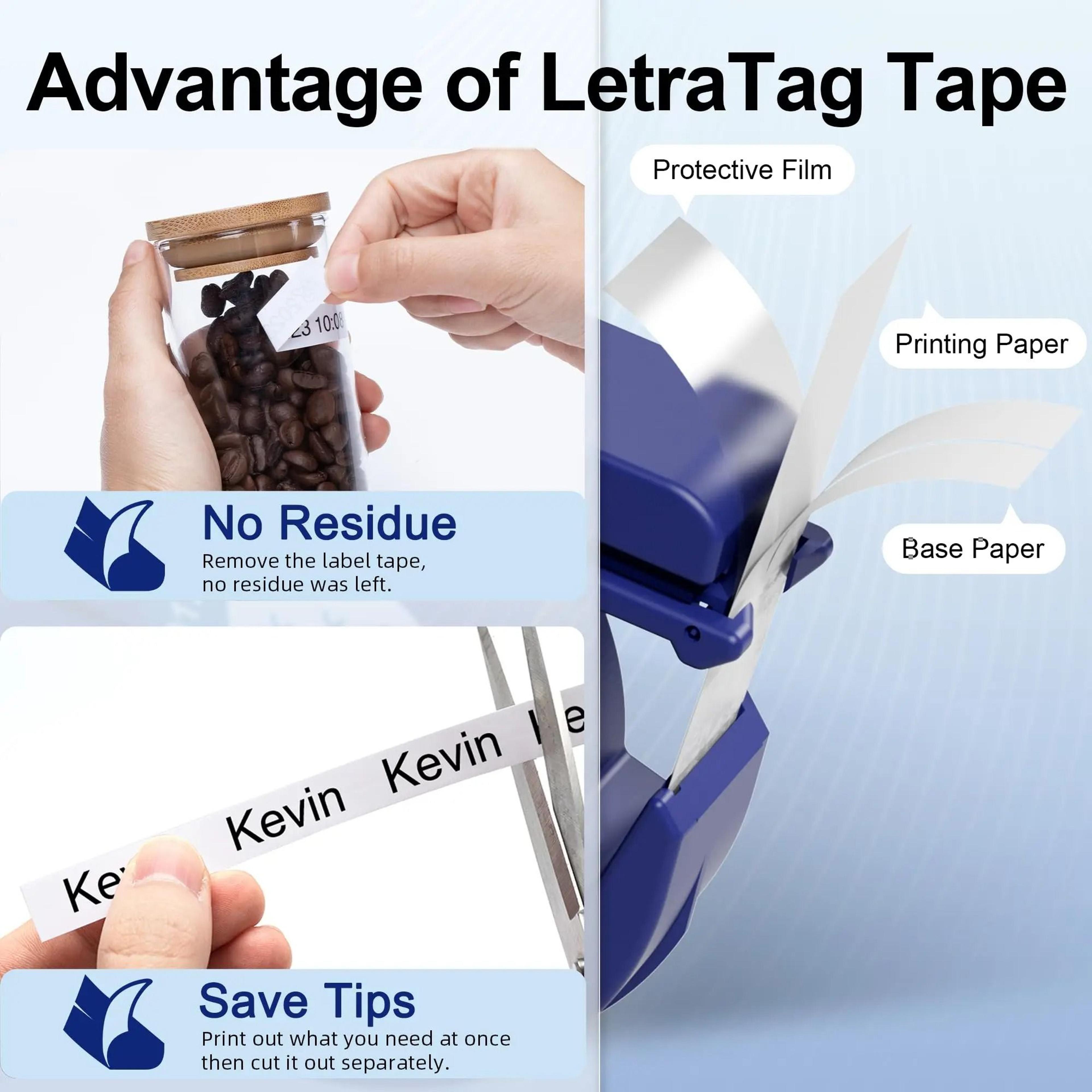 12mm Plastic Label Tape Cartridges Compatible For Dymo LetraTag LT100H 200B QX50 2