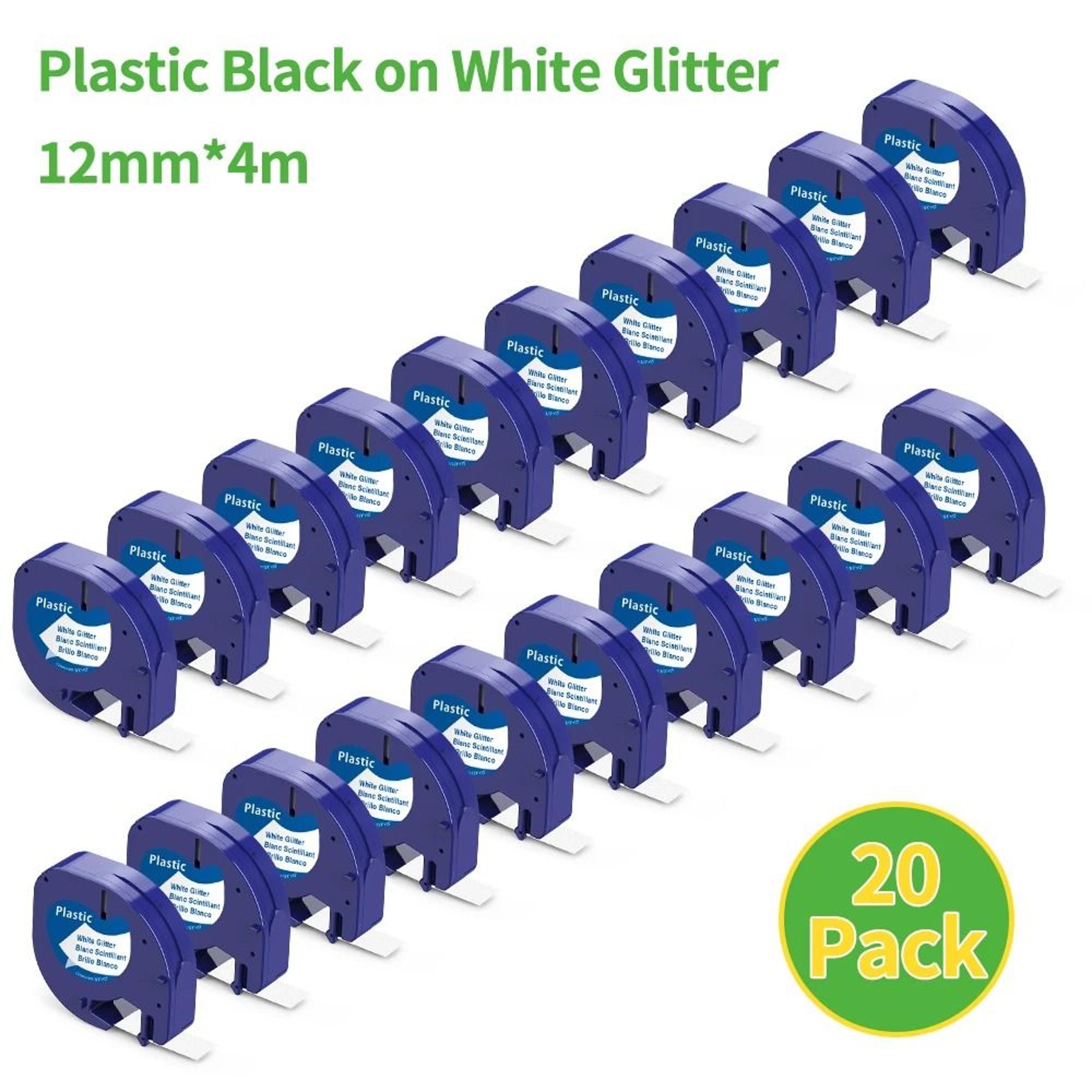 12mm Plastic Label Tape Cartridges Compatible For Dymo LetraTag LT100H 200B QX50 18