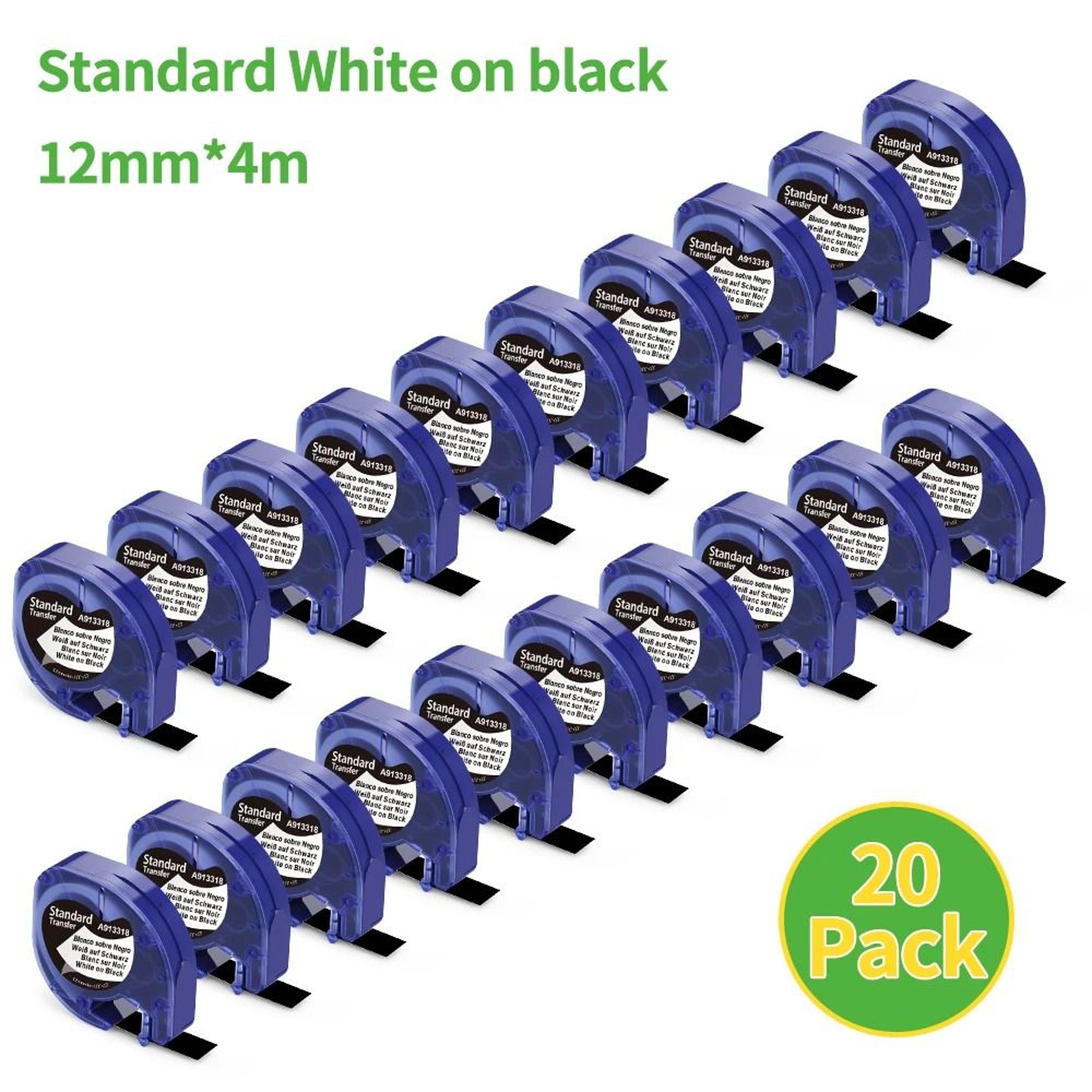 12mm Plastic Label Tape Cartridges Compatible For Dymo LetraTag LT100H 200B QX50 20