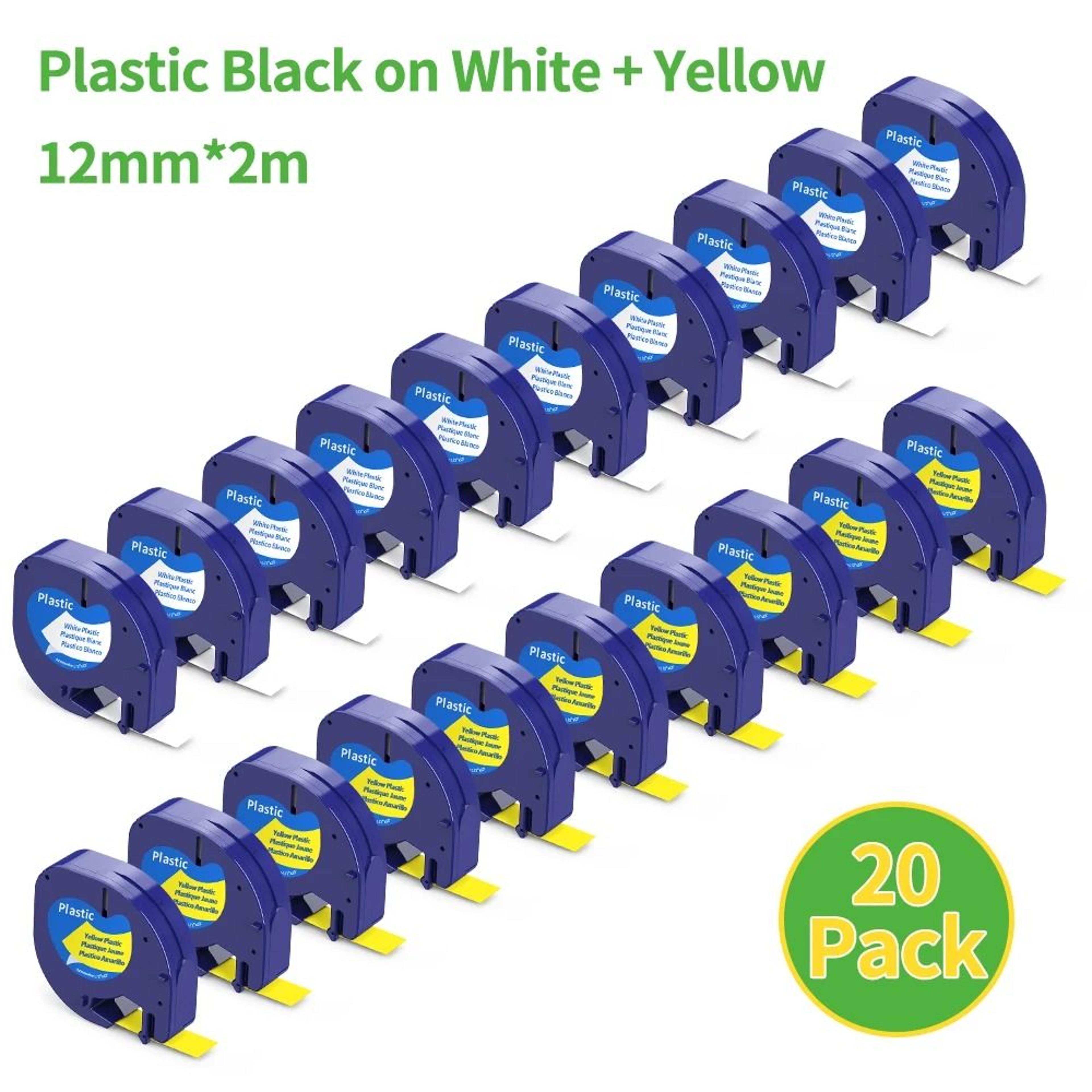 20Pack 12mm Black On Green Compatible Dymo LetraTag Plastic Label Tape Cartridges 91334 91204 15