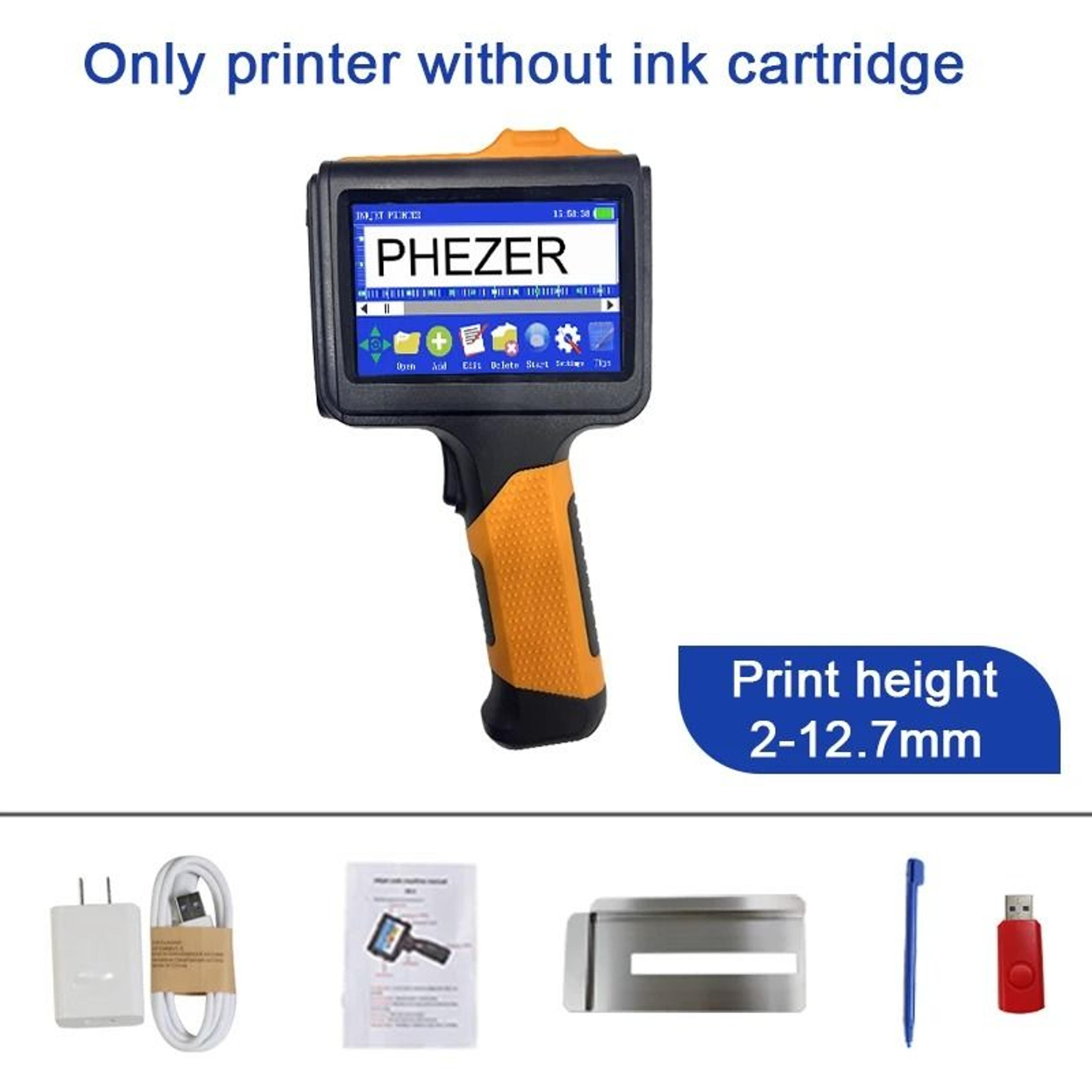 Phezer P19 Orange 127mm Handheld Inkjet Printer  Portable Expiration Date Coding Machine 6