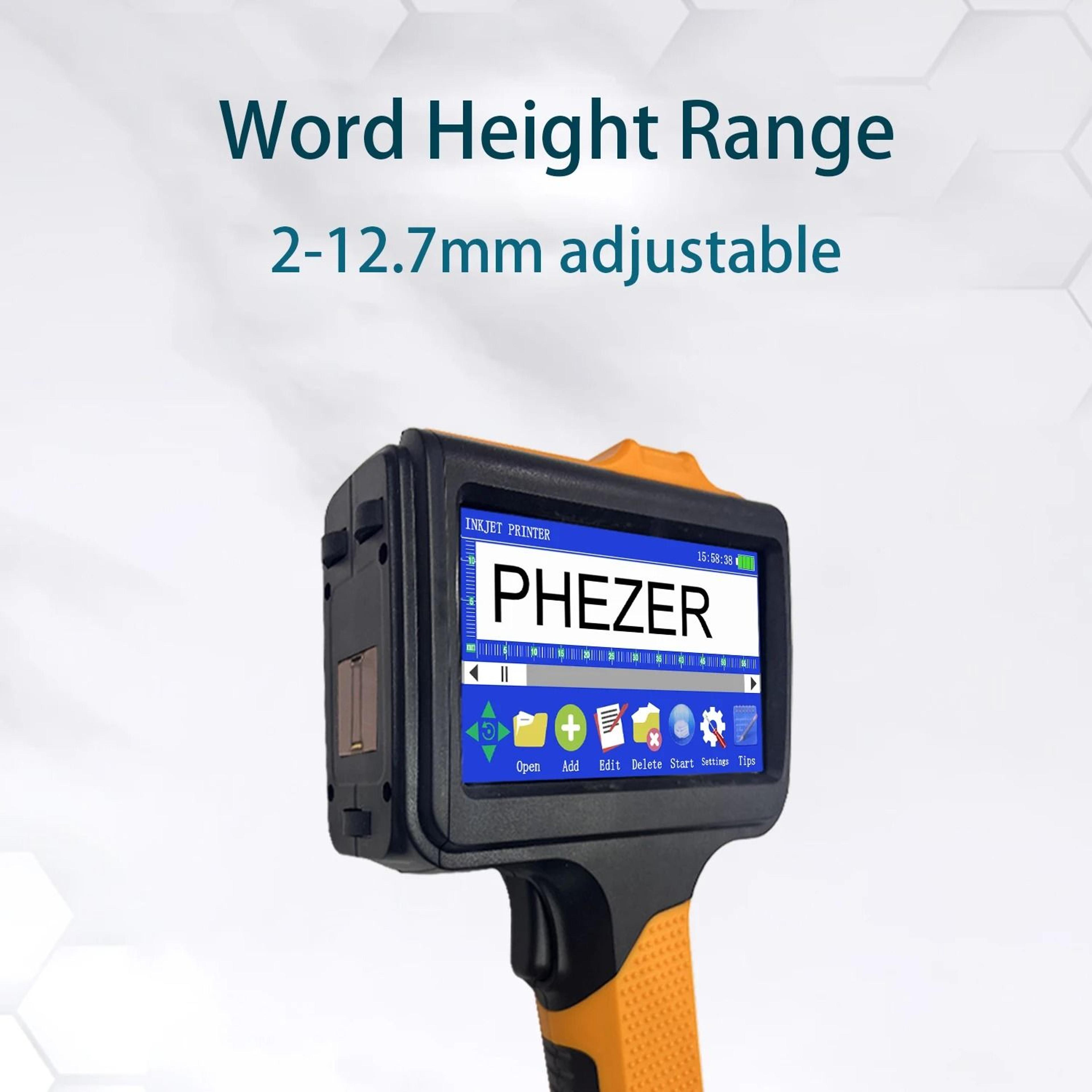 Phezer P19 Orange 127mm Handheld Inkjet Printer  Portable Expiration Date Coding Machine 2