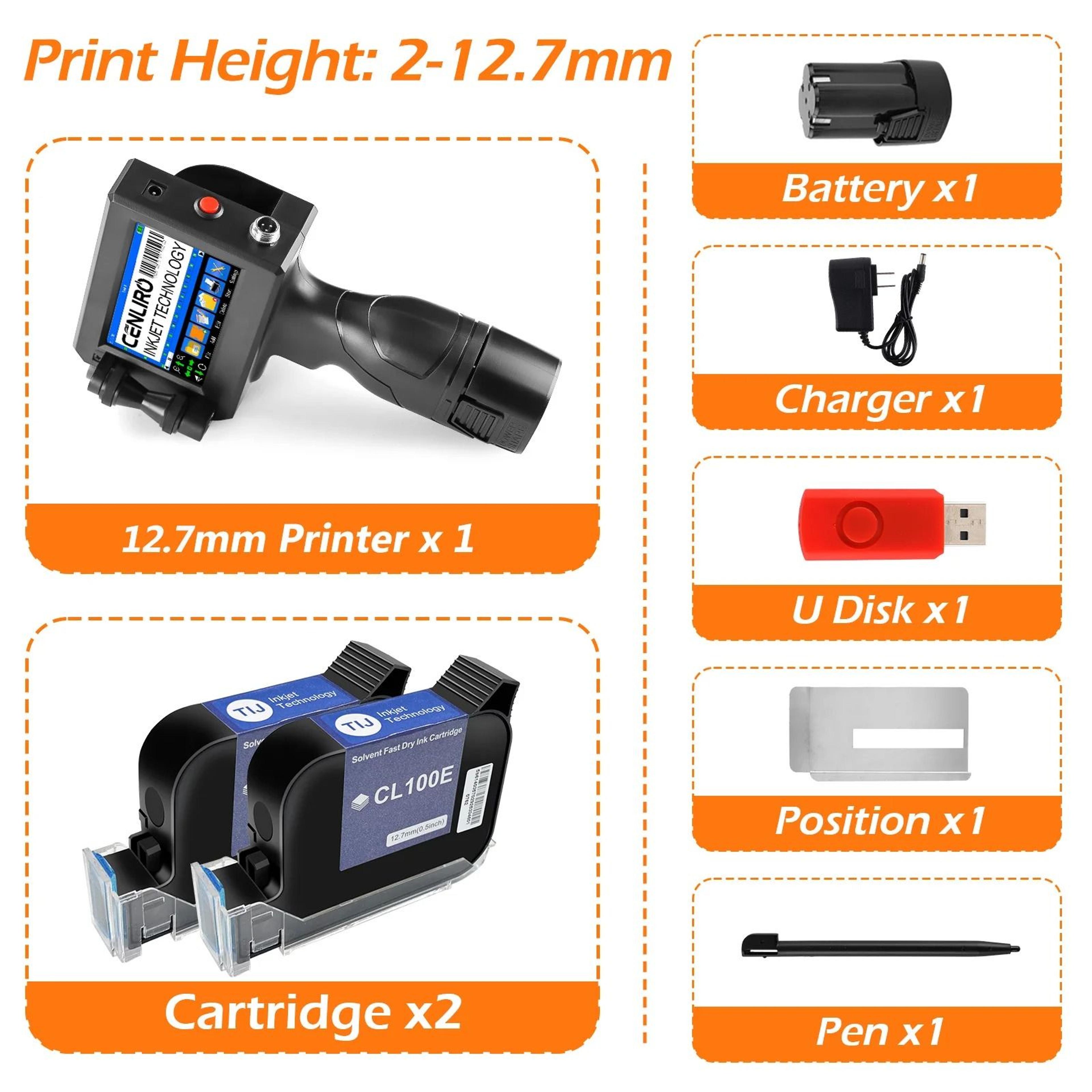 Cenliro CL10B Handheld Inkjet Printer  Portable 127mm TIJ Batch Coding Machine 9