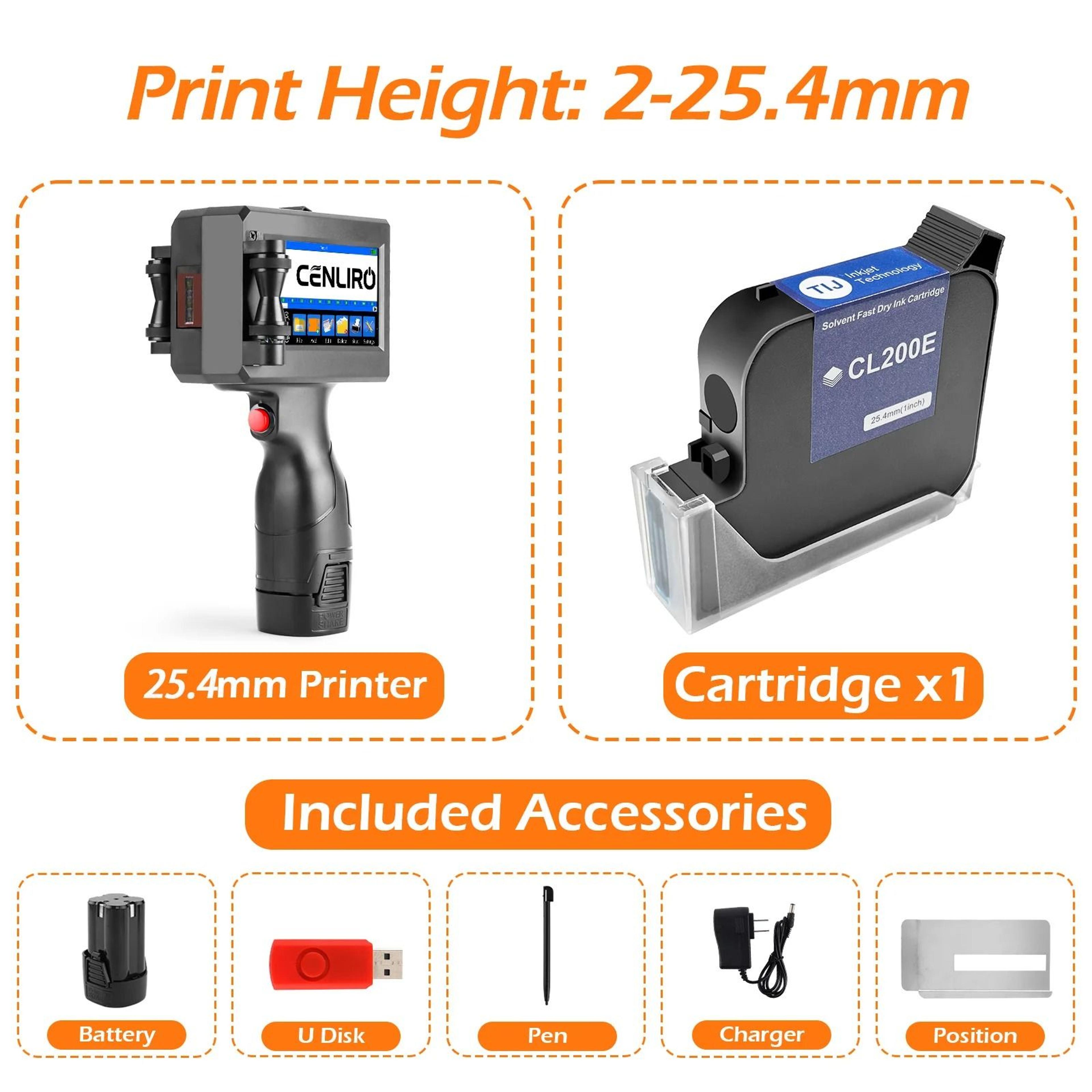 Cenliro CL10B Handheld Inkjet Printer  Portable 127mm TIJ Batch Coding Machine 10