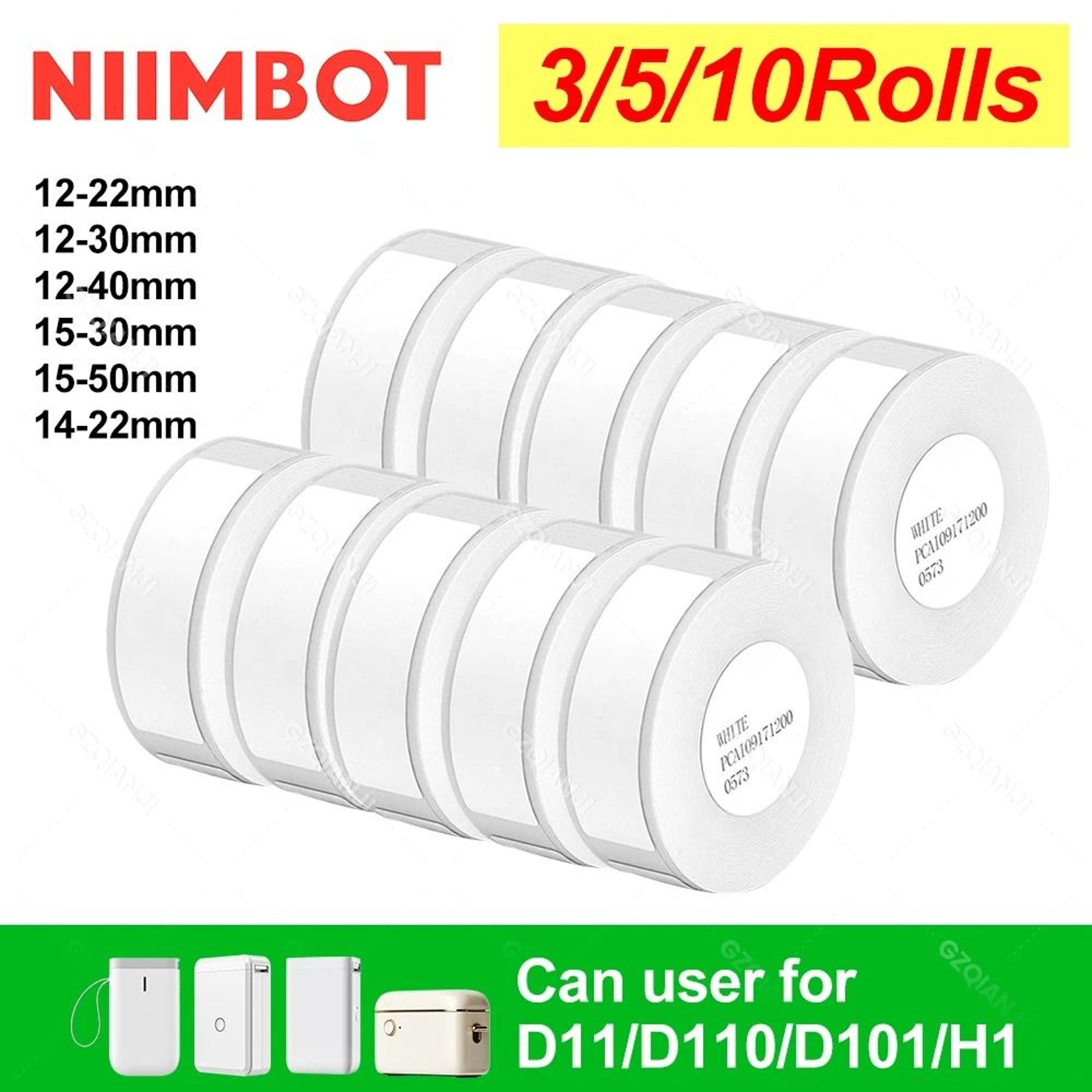 niimbot official label sticker paper rolls (3, 5 & 10 packs) for d11, d101 & d110 printers