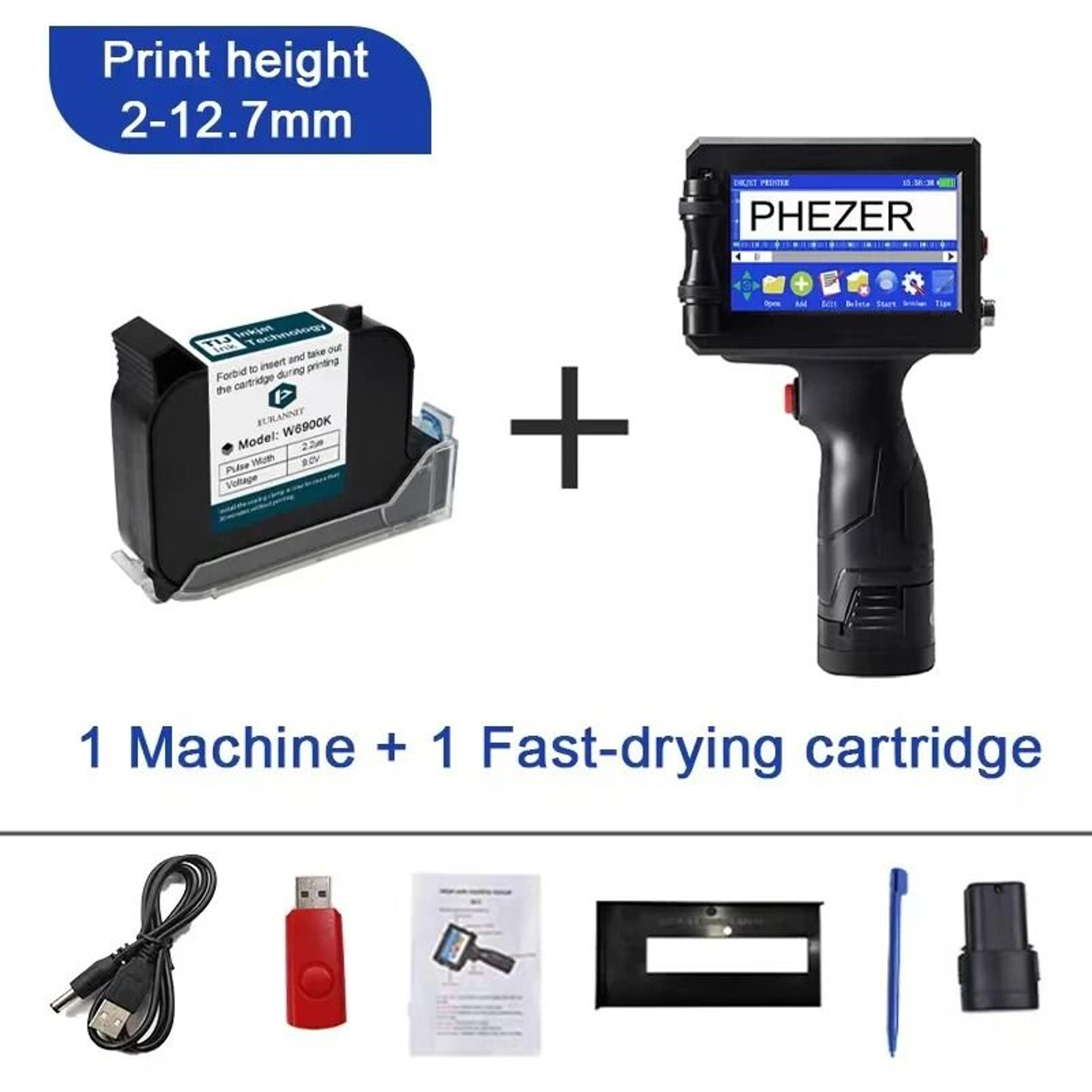 Phezer P15 Handheld Inkjet Printer 127mm For QR Code Barcode Expiry Date  Batch Number Marking 9
