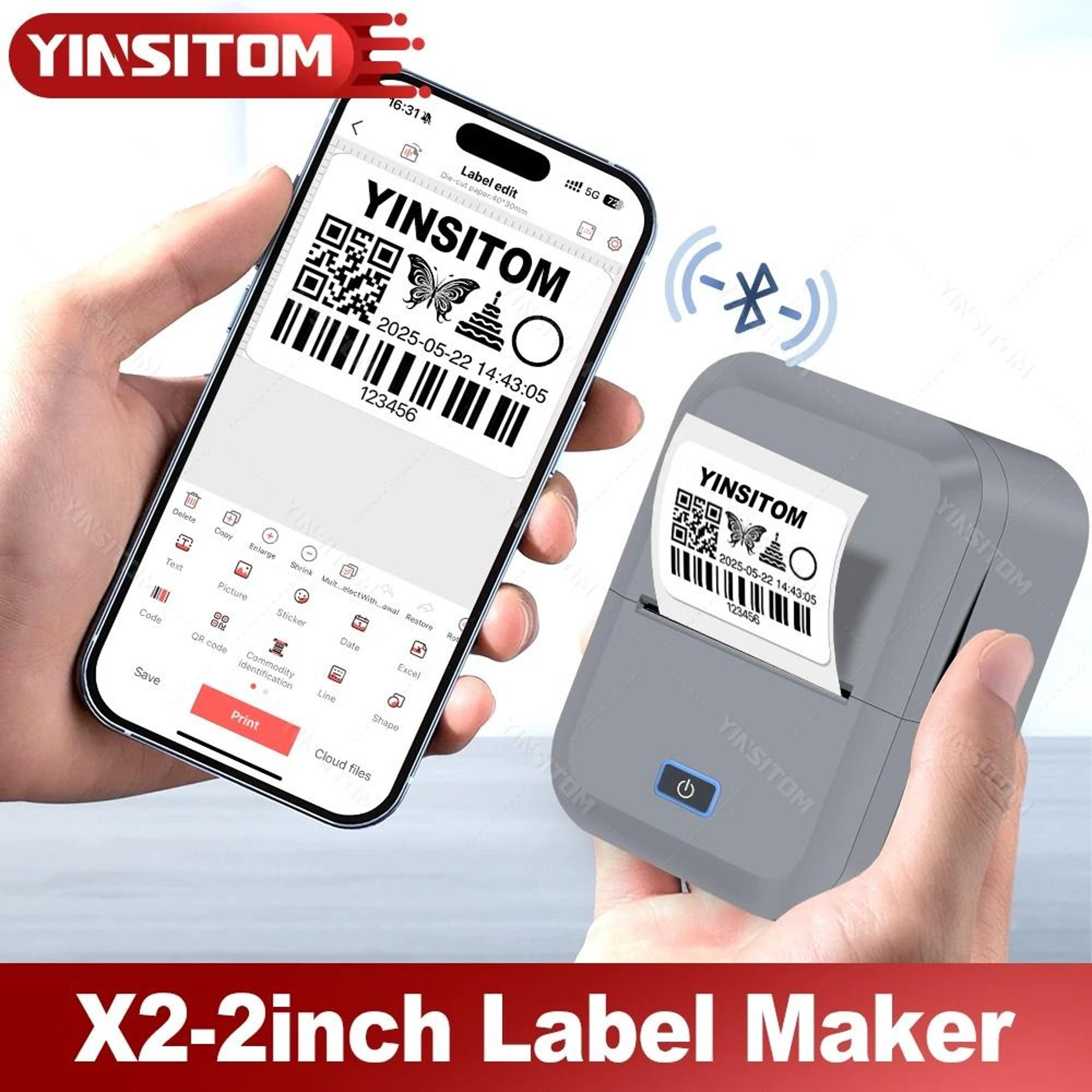 marklife x2 portable wireless bluetooth thermal label printer (20-50mm) for barcodes, file folders & name tags