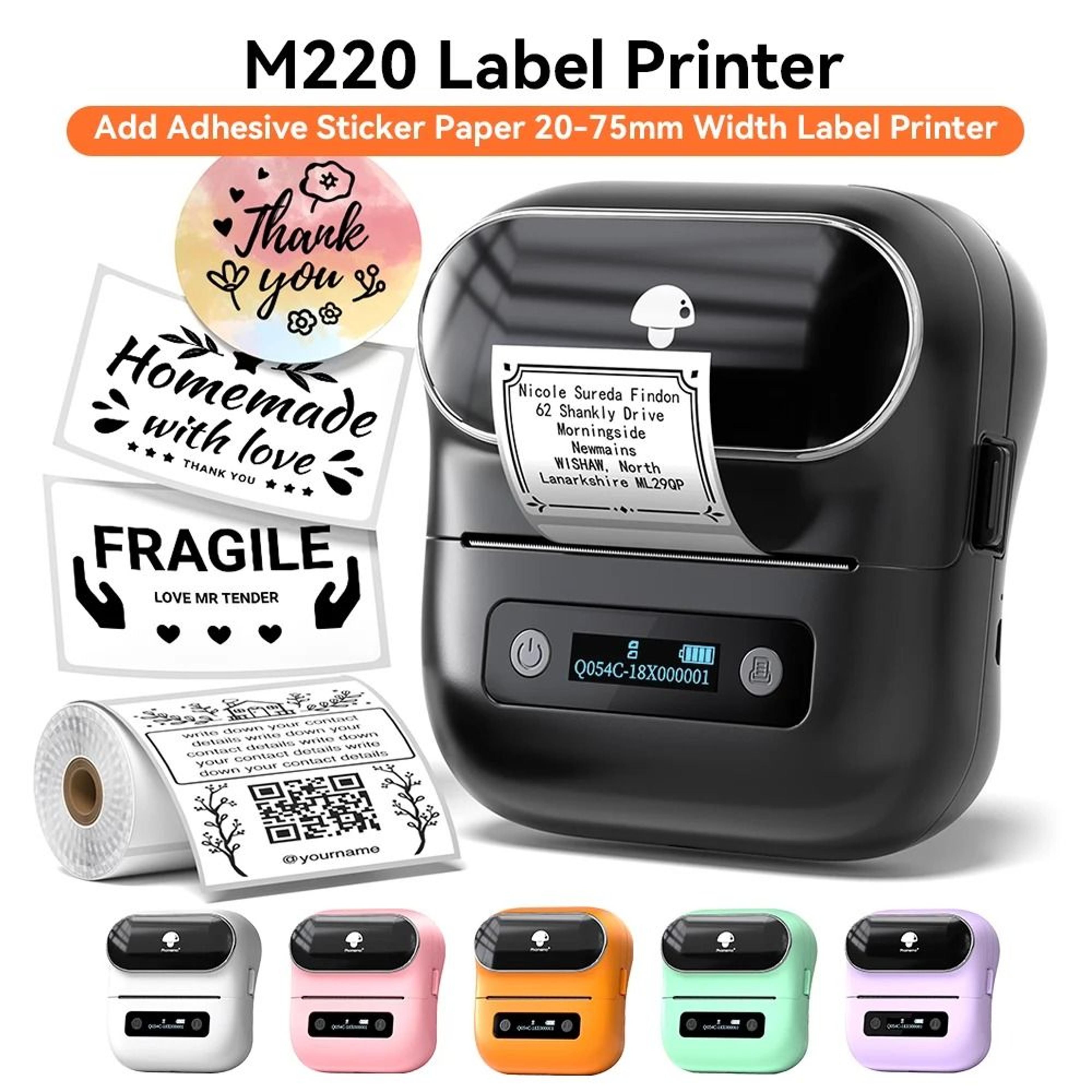 phomemo m220 portable wireless bluetooth thermal label printer (up to 75mm) for barcodes, price tags & inventory