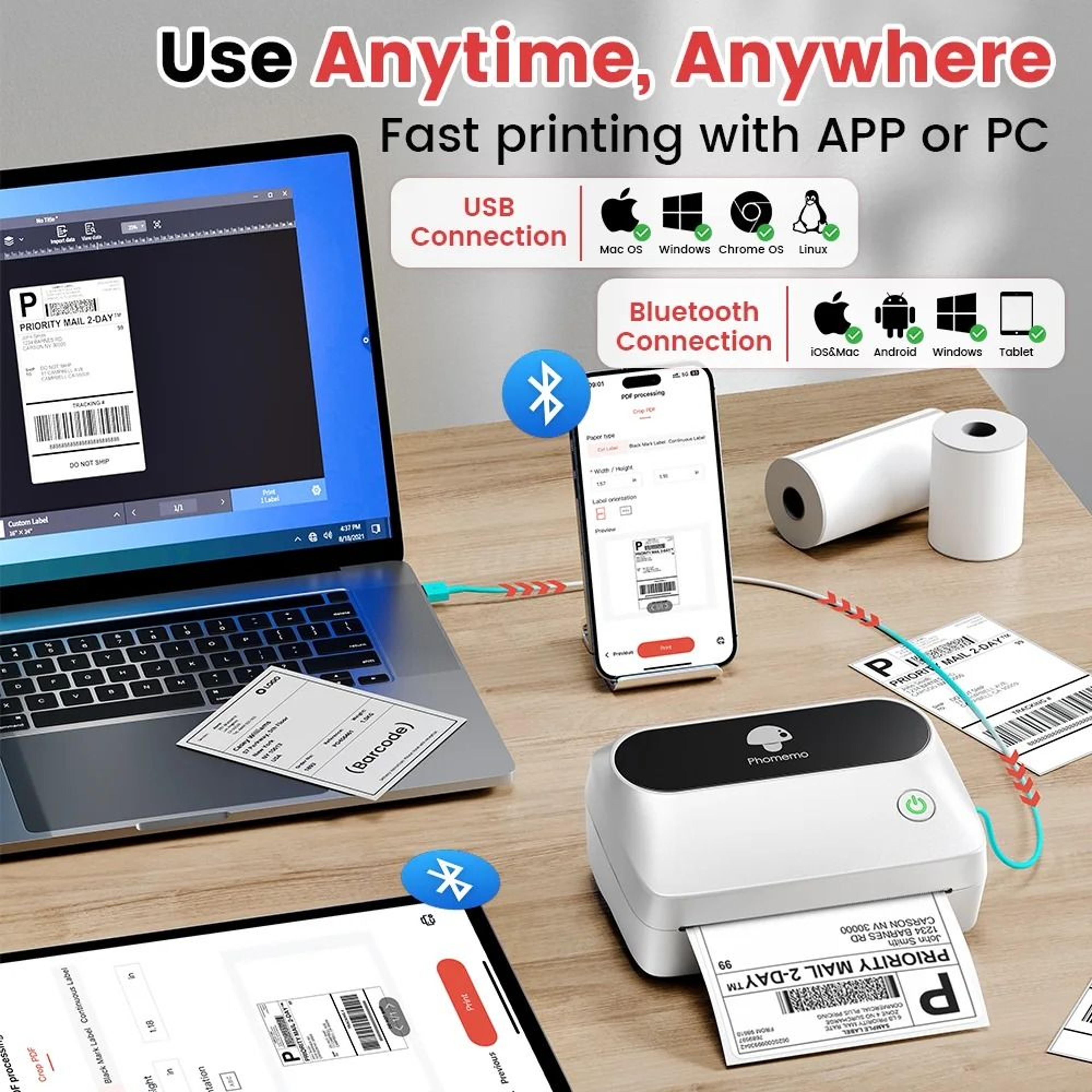 Phomemo M421 Wireless Bluetooth 4x6 Shipping Label Printer For ECommerce  Barcodes 2