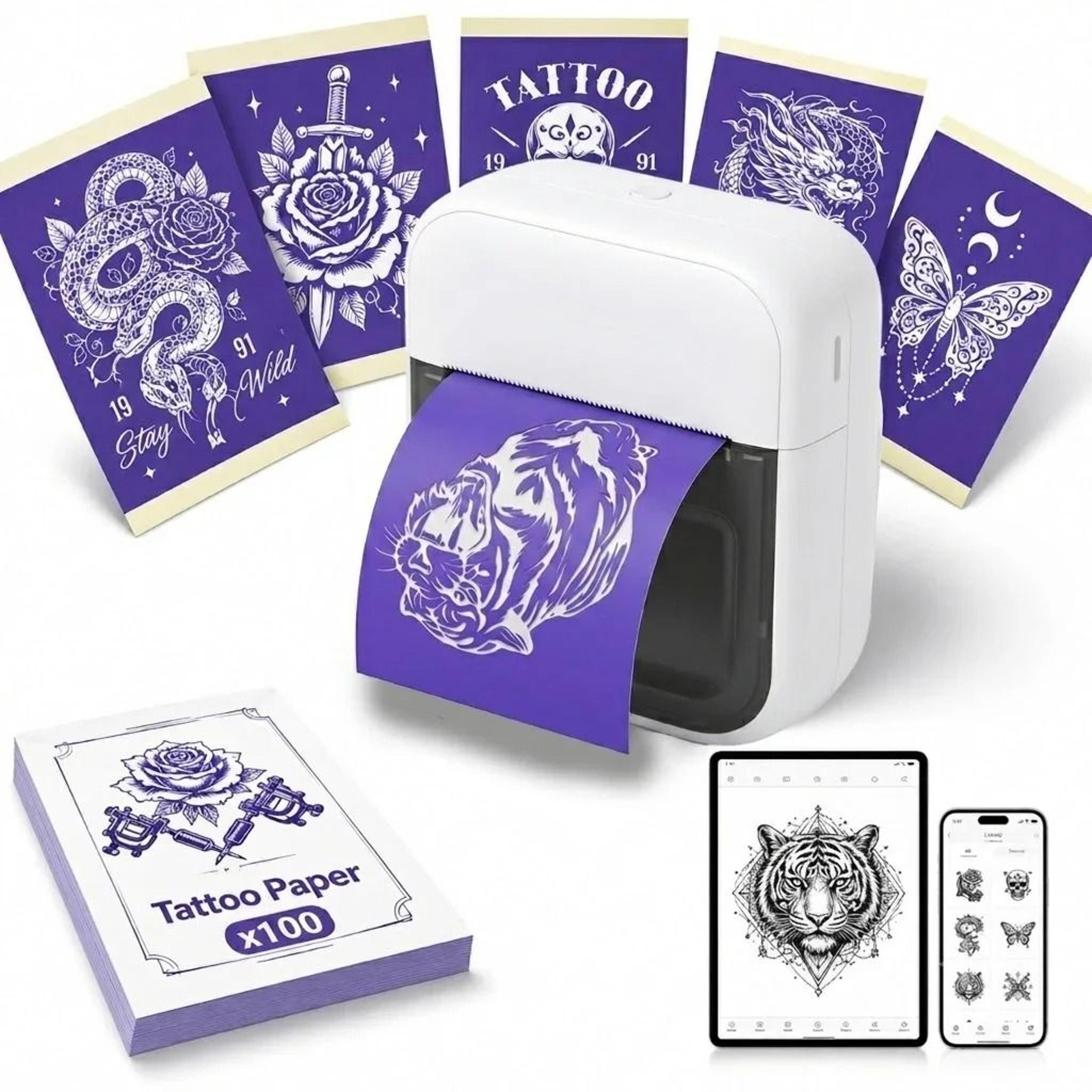 c50 mini tattoo transfer printer portable inkless 2-inch stencil machine for phone, ipad & pc