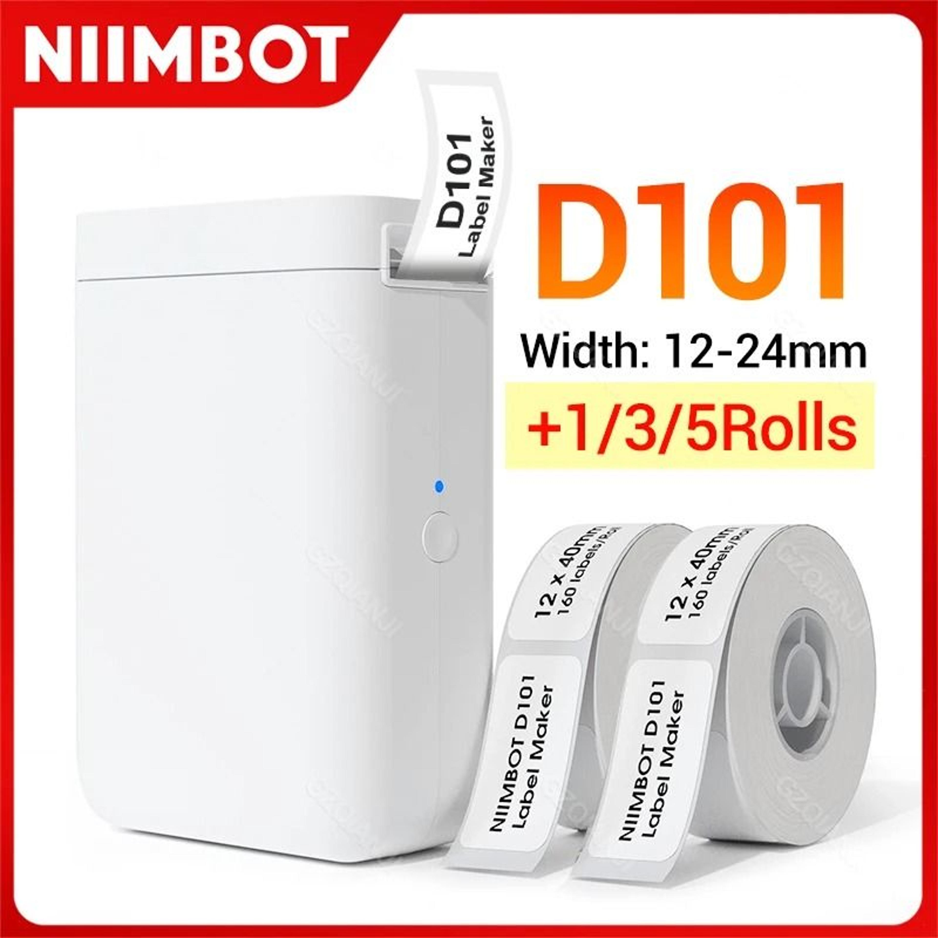niimbot d101 mini bluetooth thermal label printer (d11/d110 plus 24mm) inkless portable pocket barcode maker for home &