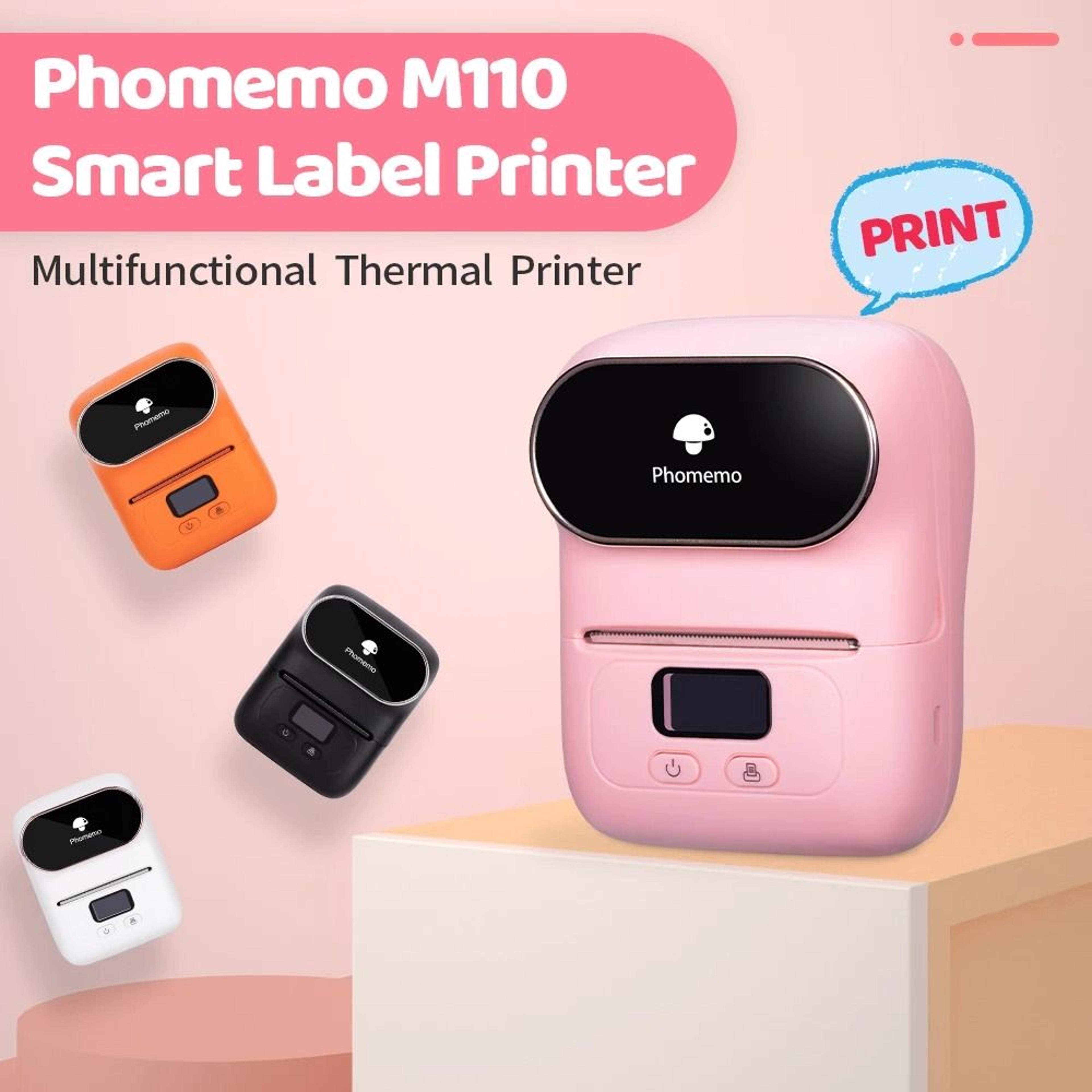 phomemo m110 mini portable thermal label printer & wireless sticker maker for home, office & business