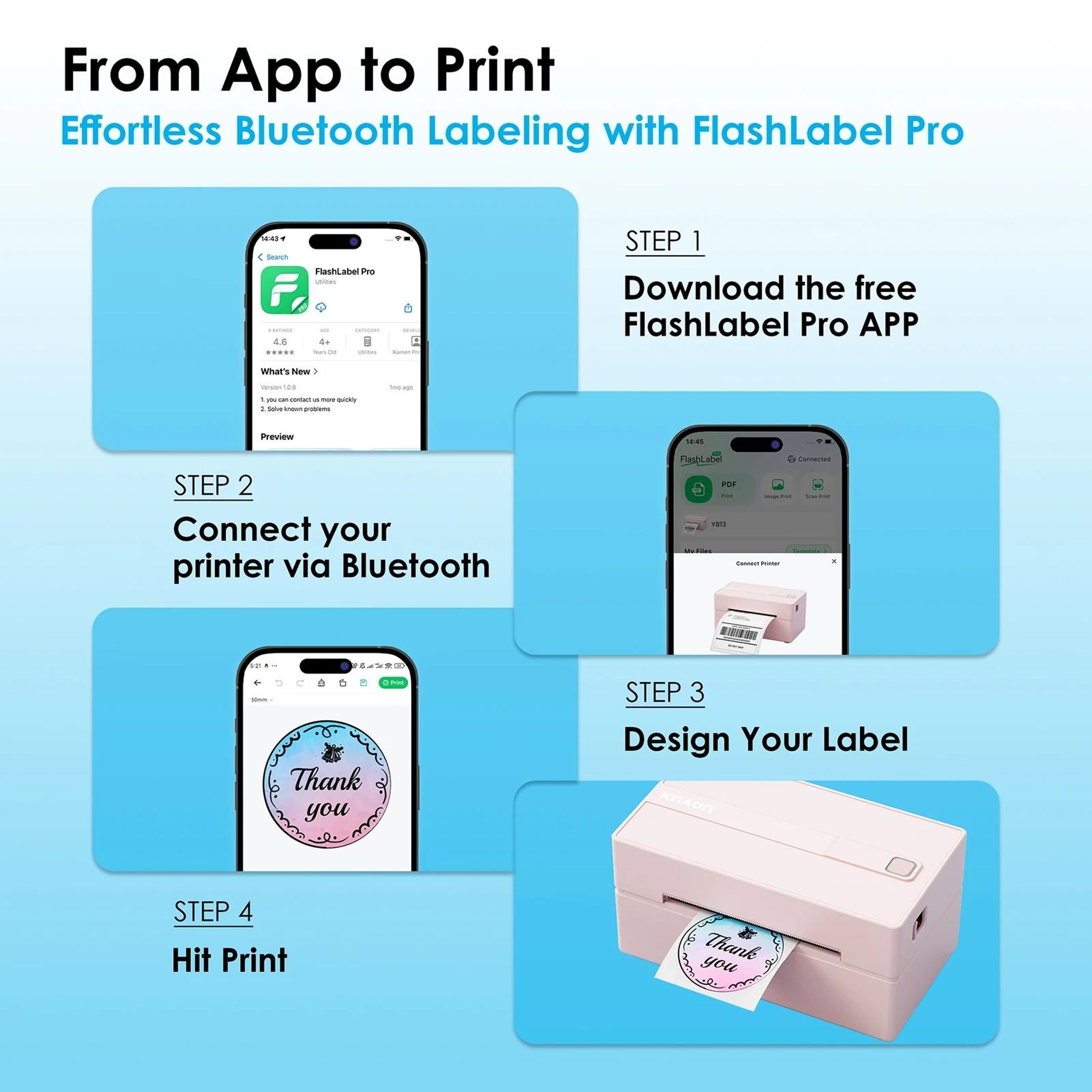 Wireless 4x6 Thermal Shipping Label Printer For IPhone Android  Windows Desktop Small Business Use 2