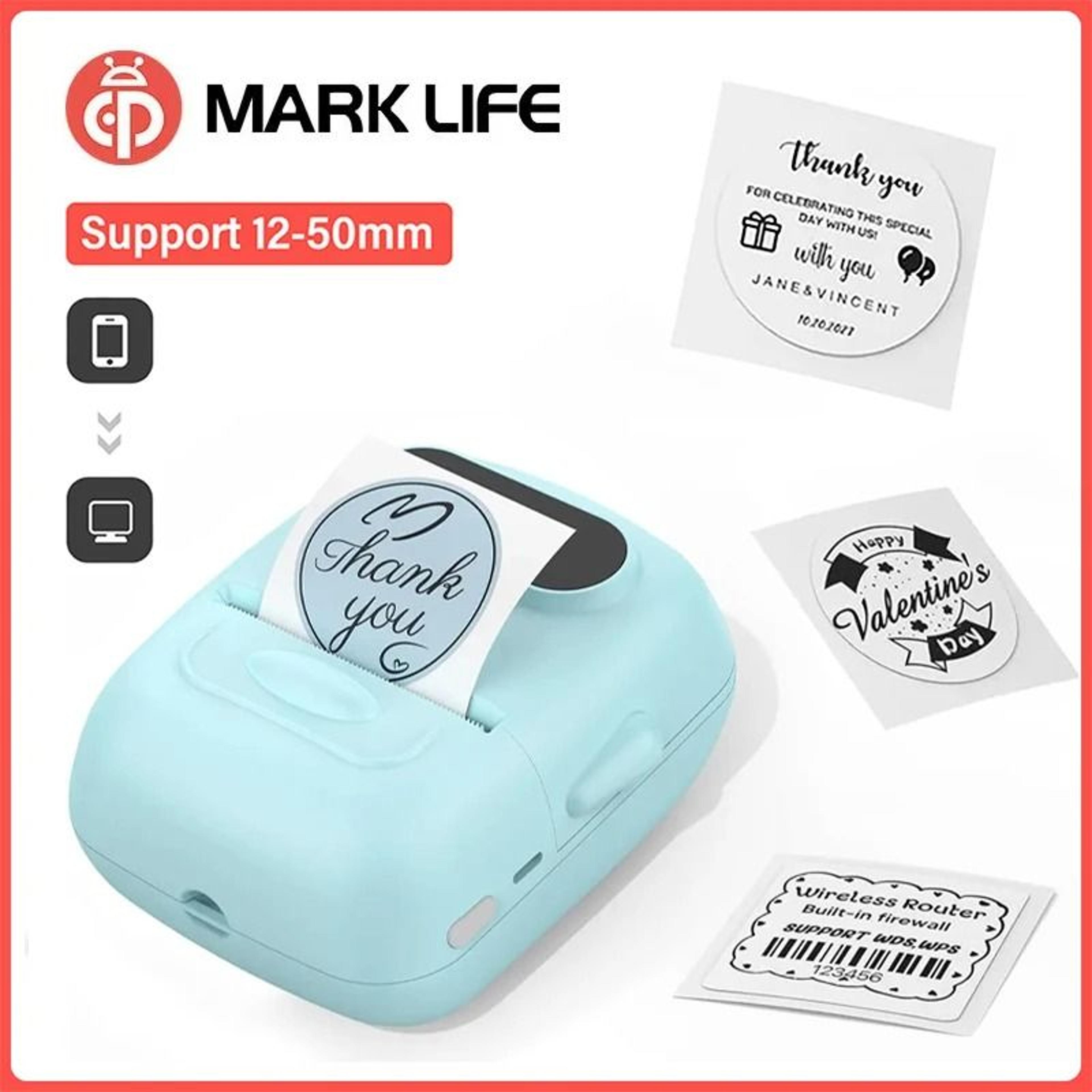 marklife p50 mini bluetooth thermal label printer (12-50mm) portable sticker maker for home & business