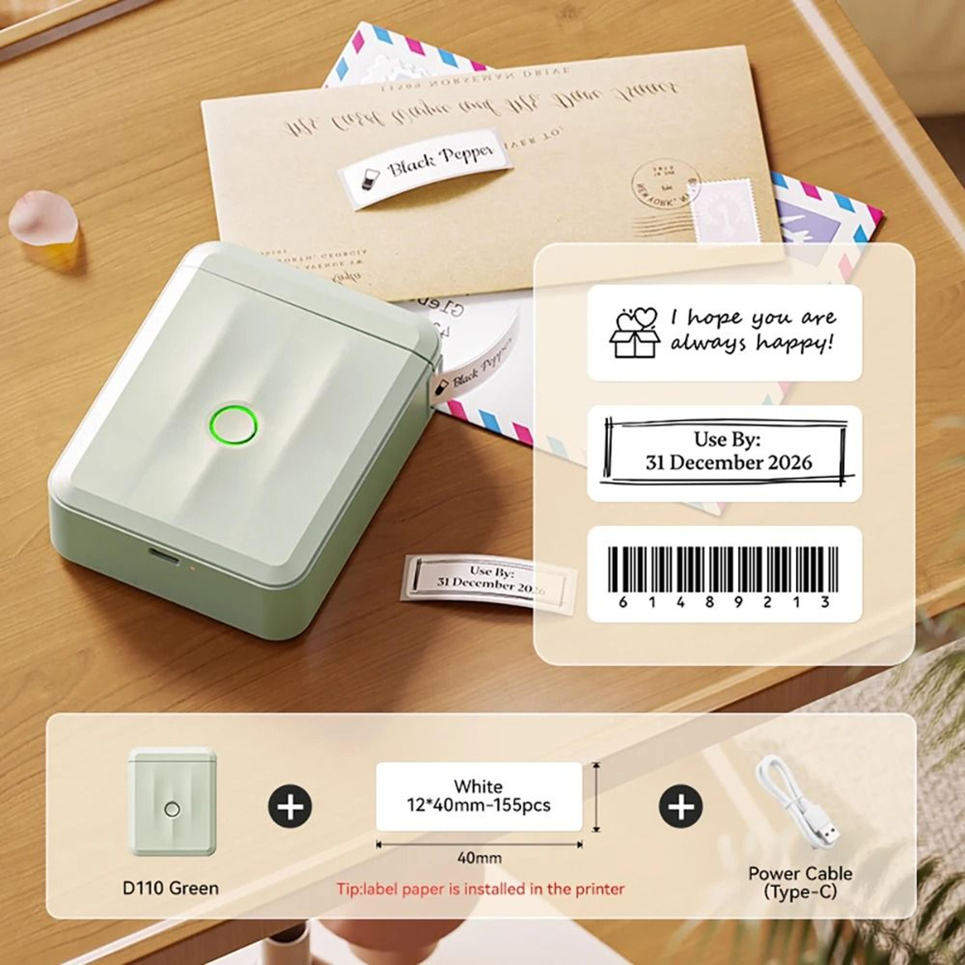 NIIMBOT D110 Mini Wireless Bluetooth Thermal Label Printer For Home Office Cables  Color Stickers 14