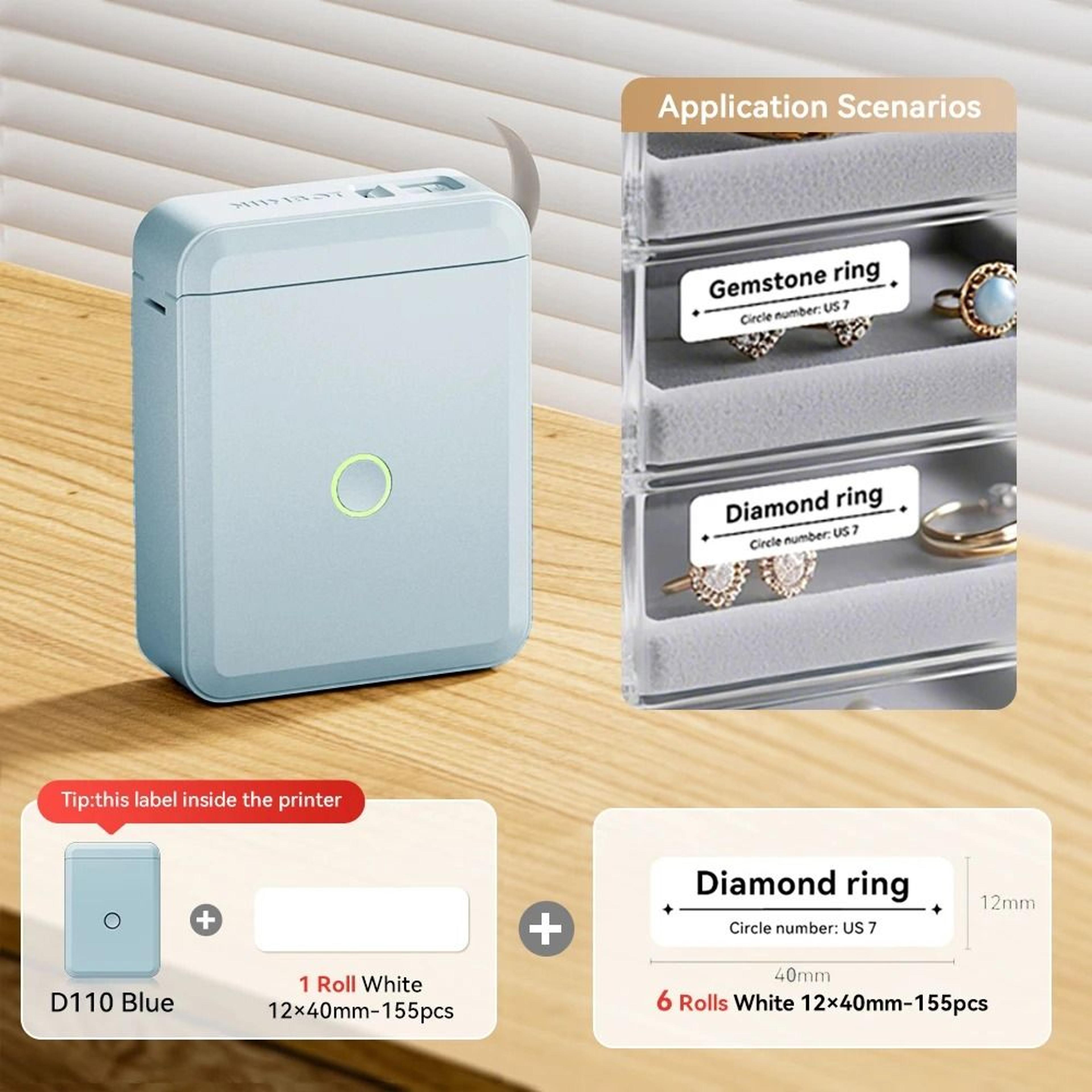 NIIMBOT D110 Mini Wireless Bluetooth Thermal Label Printer For Home Office Cables  Color Stickers 17