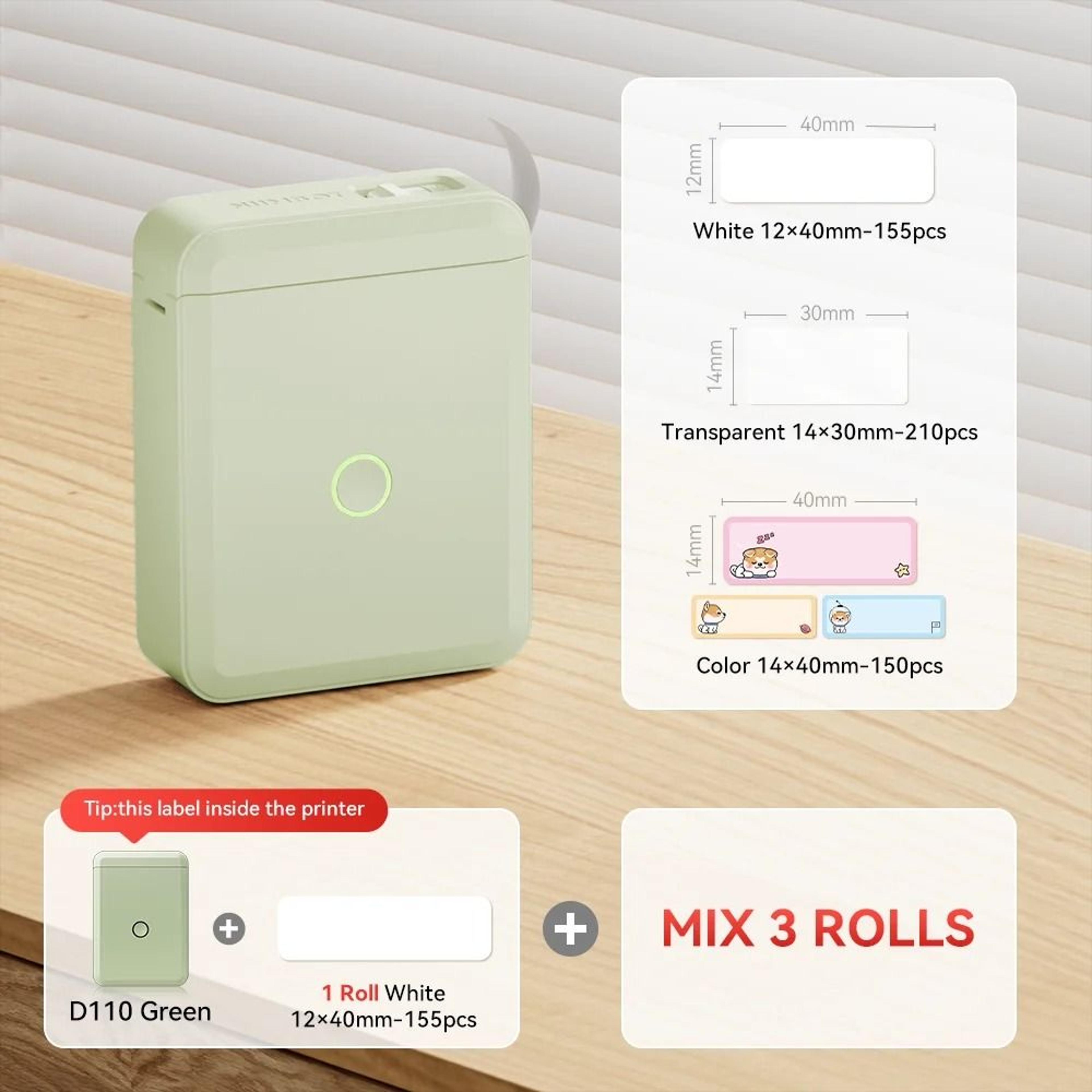 NIIMBOT D110 Mini Wireless Bluetooth Thermal Label Printer For Home Office Cables  Color Stickers 20