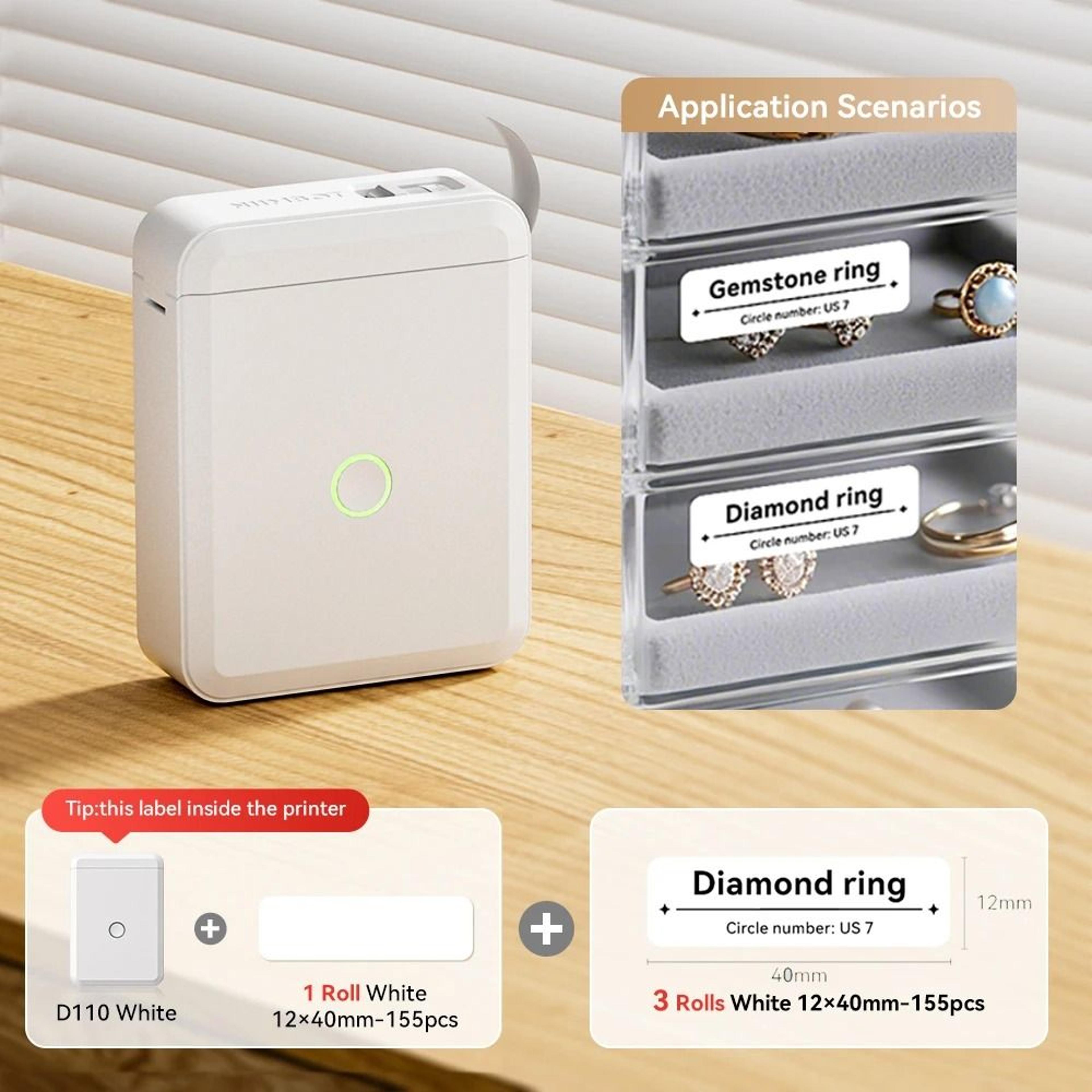 NIIMBOT D110 Mini Wireless Bluetooth Thermal Label Printer For Home Office Cables  Color Stickers 22