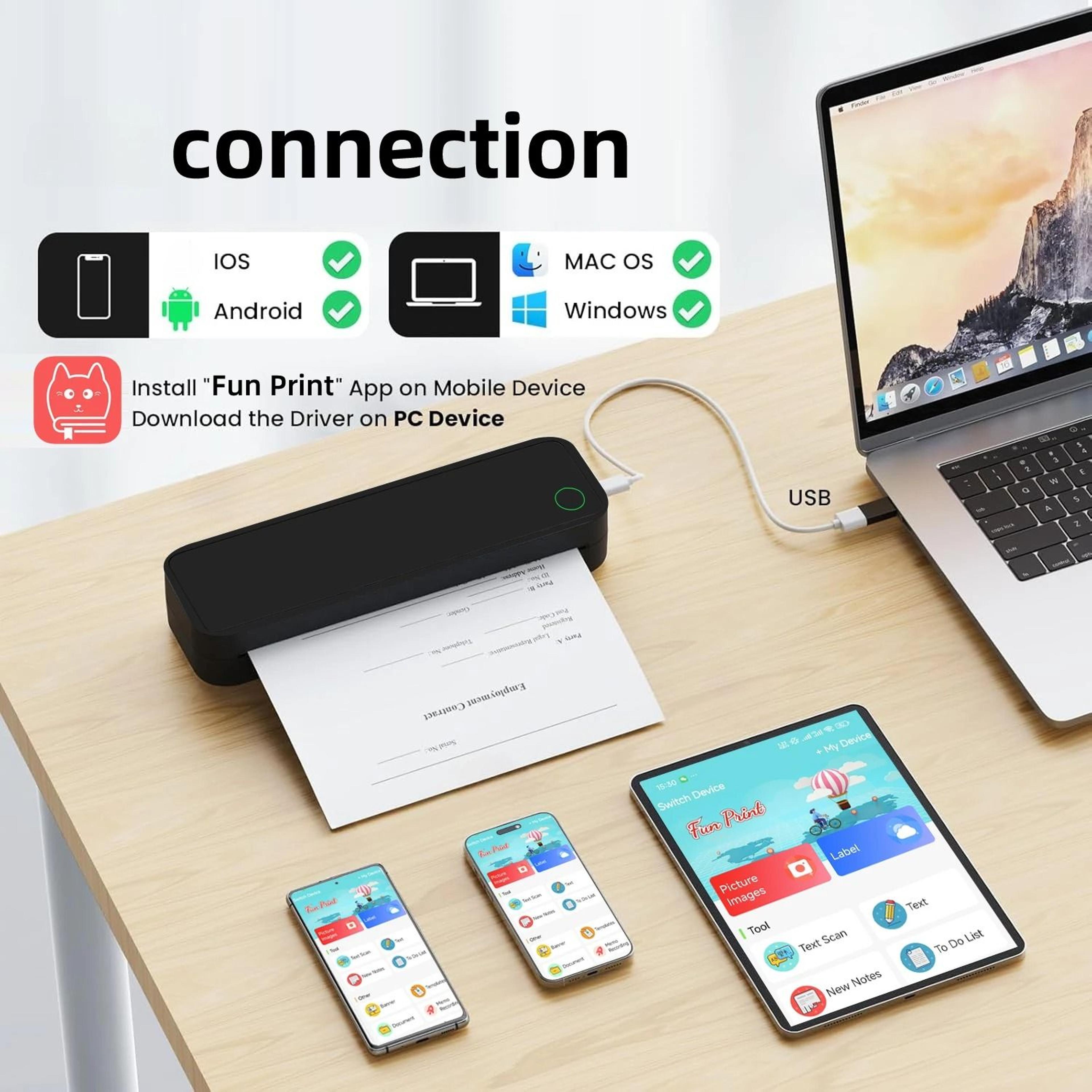 Wireless A4 InkFree Portable Thermal Printer Wireless Mobile Document Maker For Phone  Laptop 2