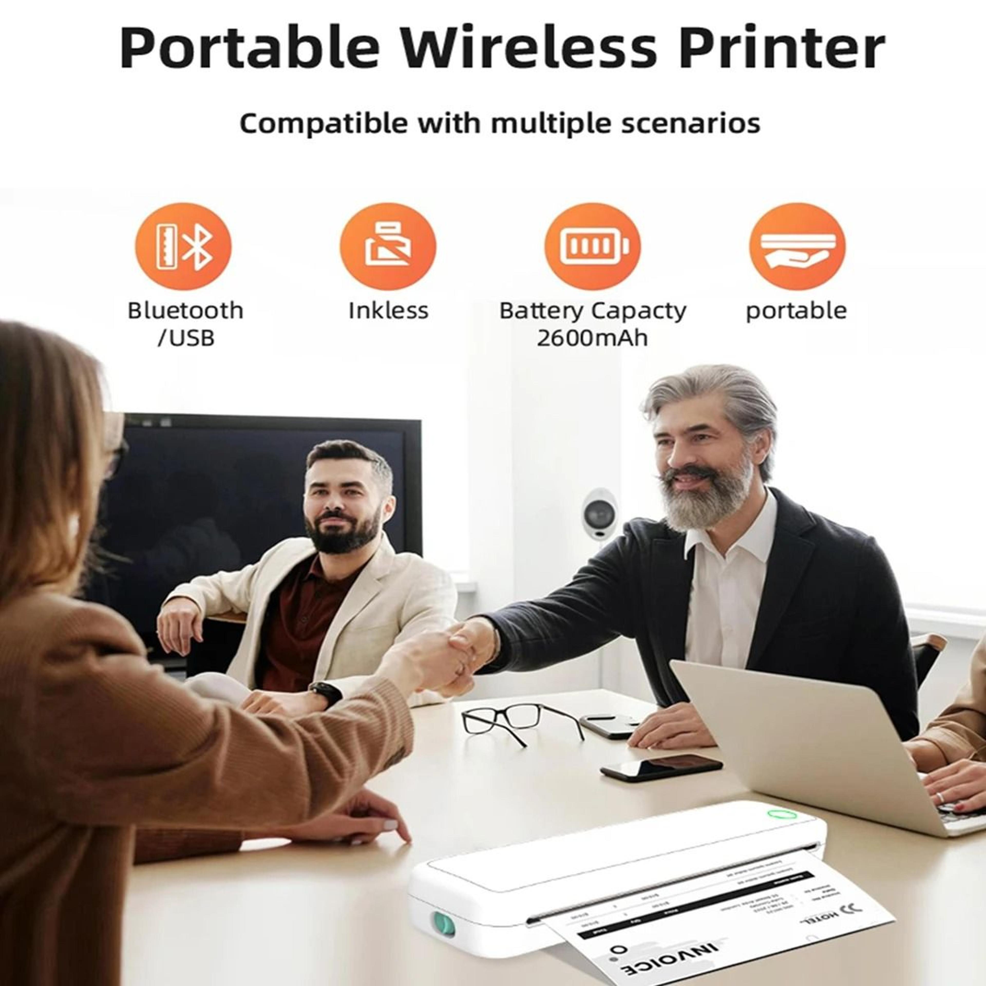 Wireless A4 InkFree Portable Thermal Printer Wireless Mobile Document Maker For Phone  Laptop 5