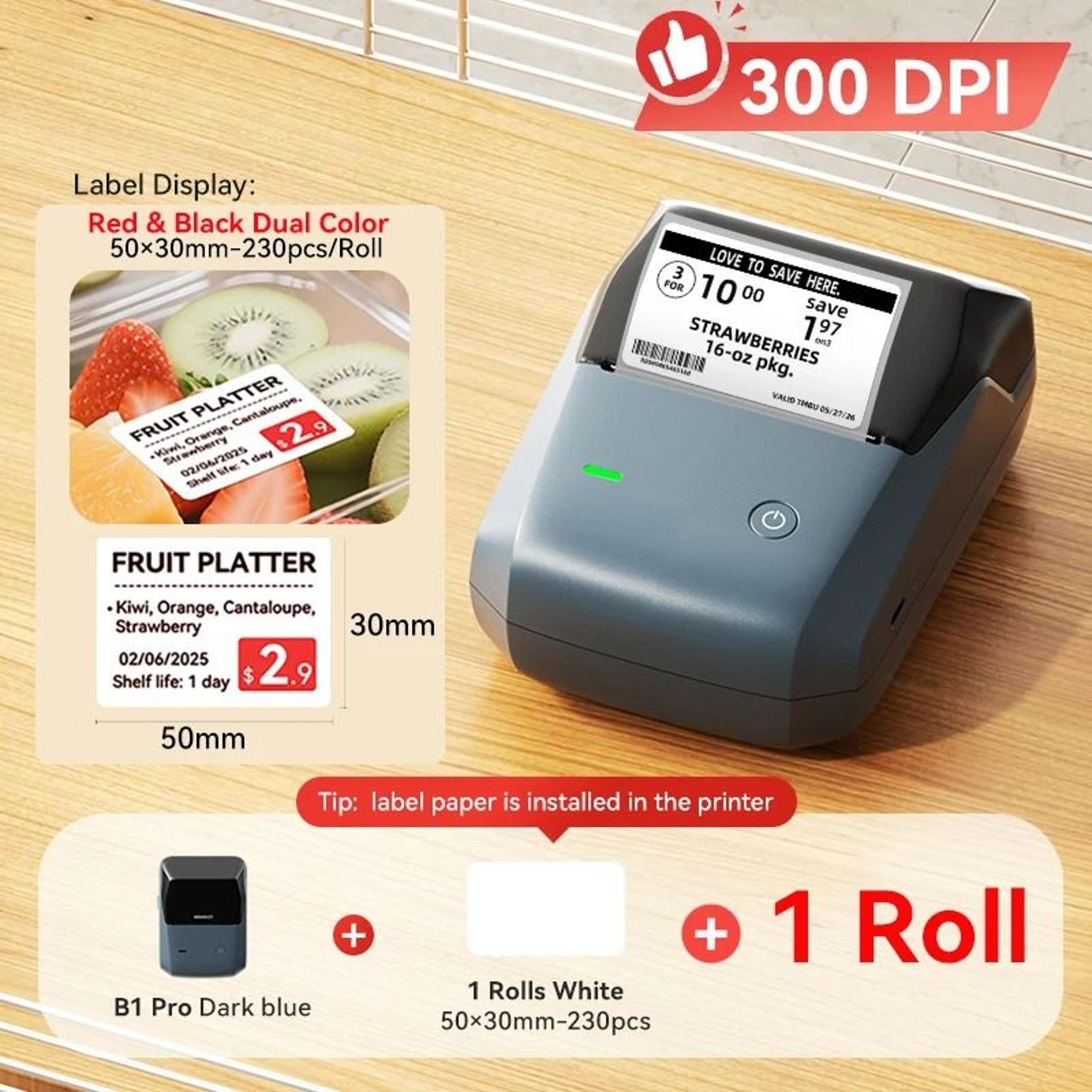 NIIMBOT B1 Pro Label Printer 300 DPI HighDefinition Red  Black Color Direct Thermal SelfAdhesive Ma 9