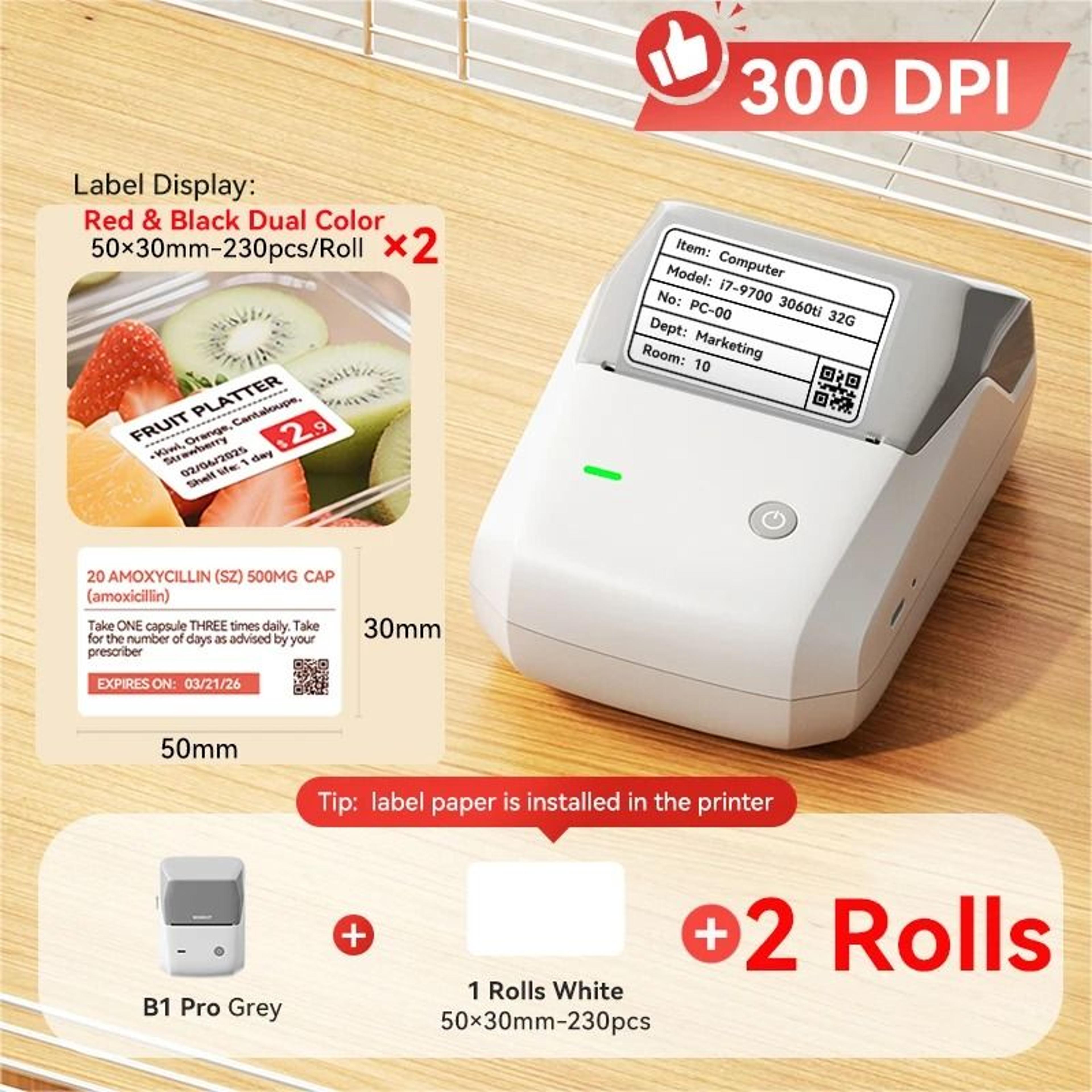 NIIMBOT B1 Pro Label Printer 300 DPI HighDefinition Red  Black Color Direct Thermal SelfAdhesive Ma 21