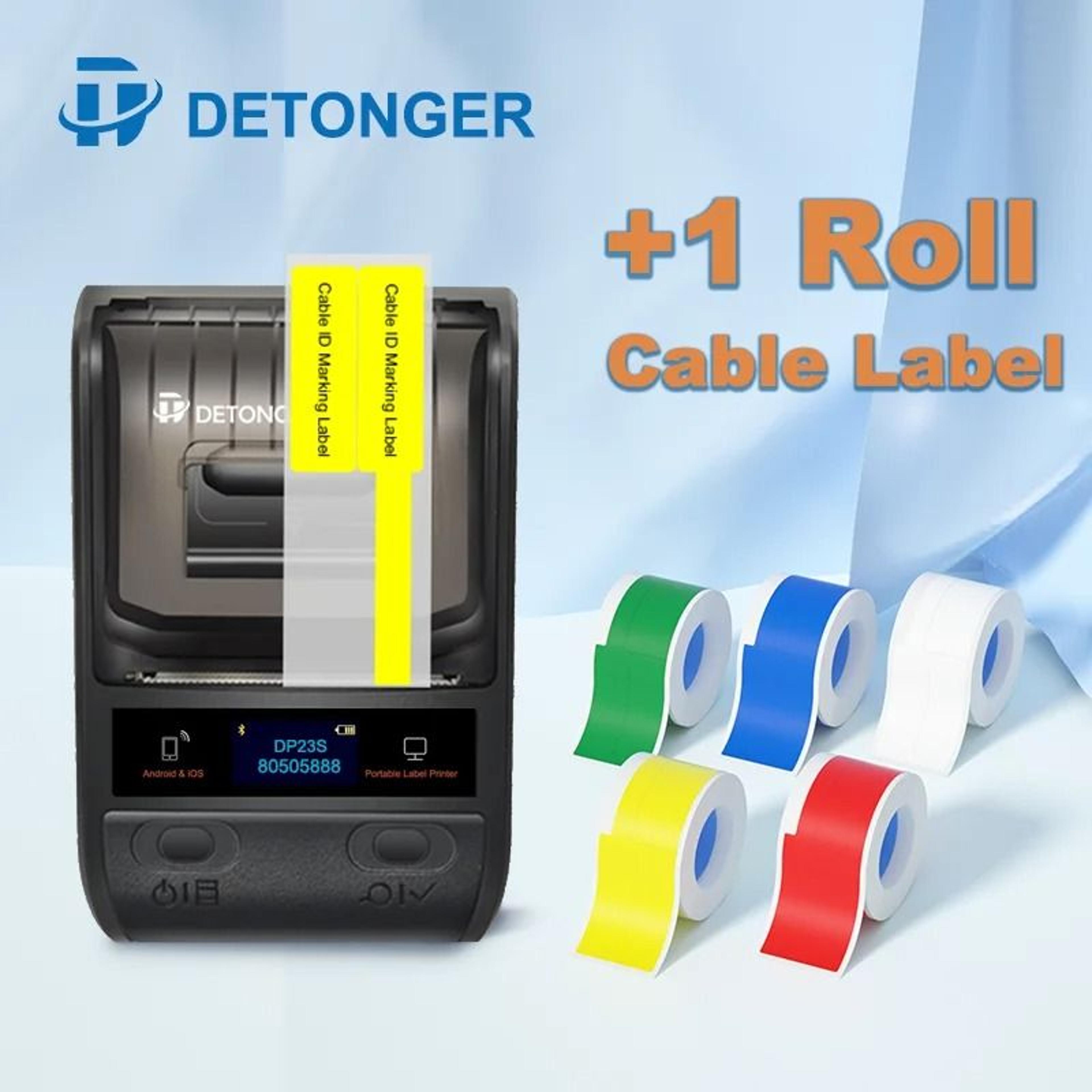 detonger dp230s 64mm portable smart thermal label printer wireless bluetooth barcode qr code cable tag maker