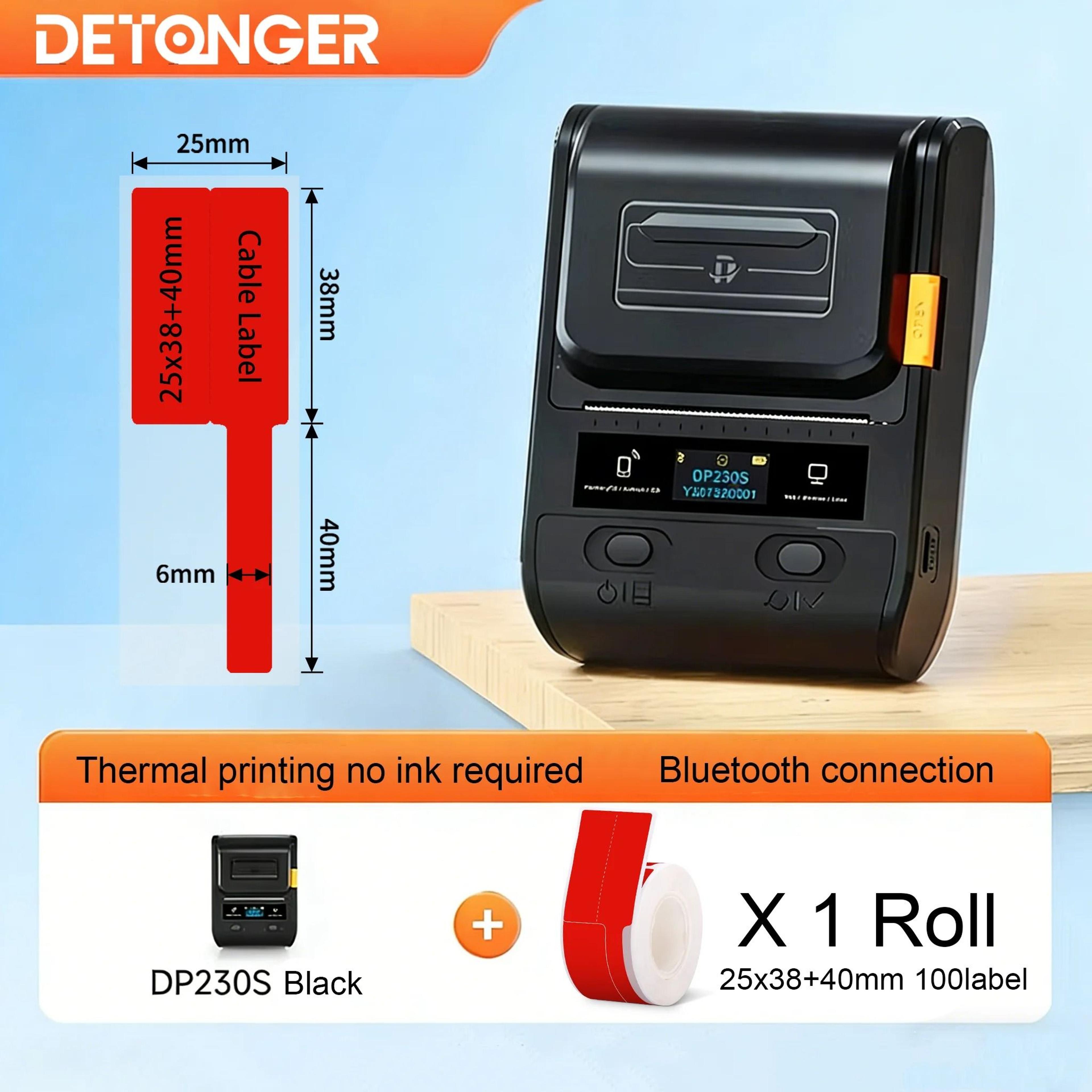 DETONGER DP230S 64mm Portable Smart Thermal Label Printer Wireless Bluetooth Barcode QR Code Cable  11