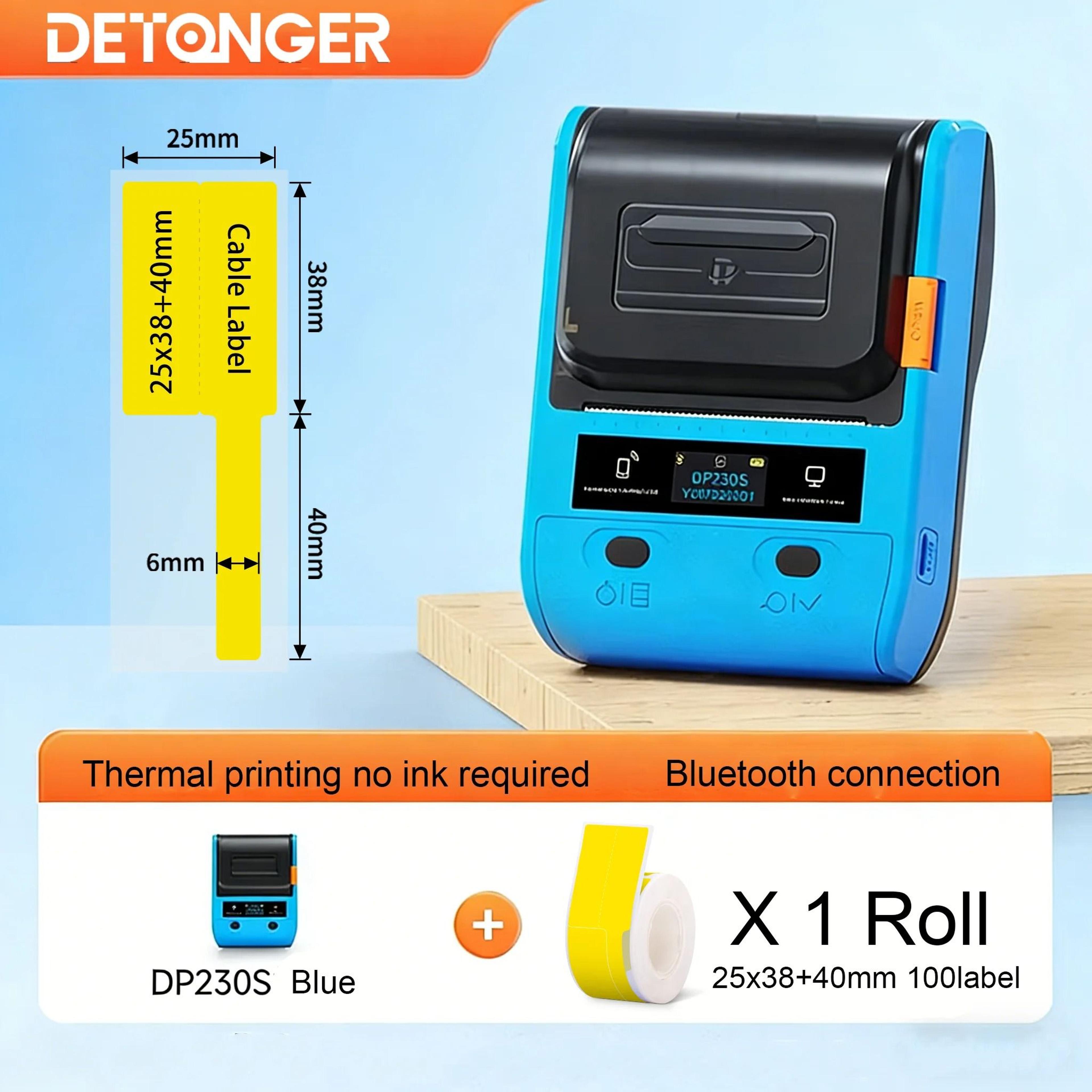DETONGER DP230S 64mm Portable Smart Thermal Label Printer Wireless Bluetooth Barcode QR Code Cable  17
