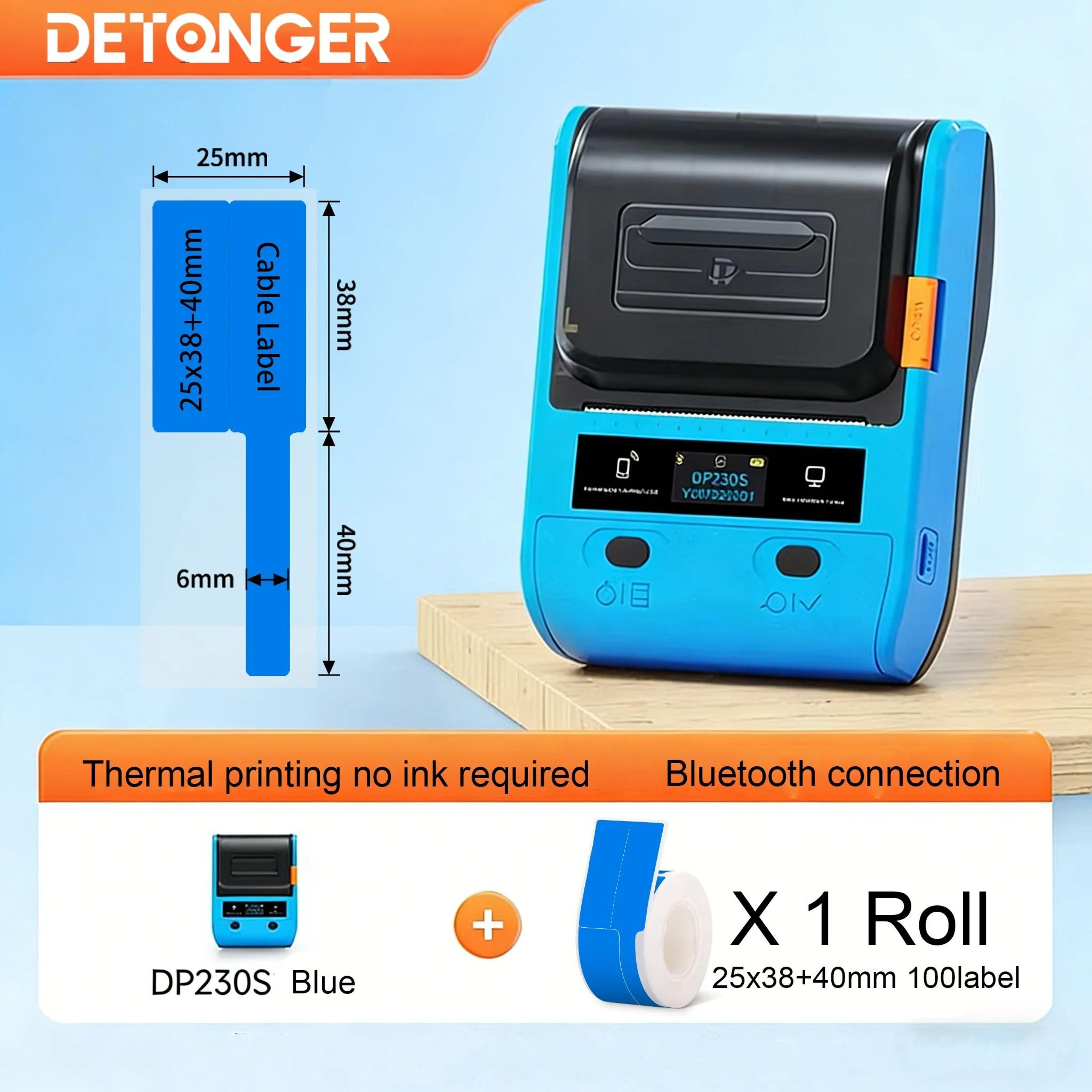 DETONGER DP230S 64mm Portable Smart Thermal Label Printer Wireless Bluetooth Barcode QR Code Cable  21