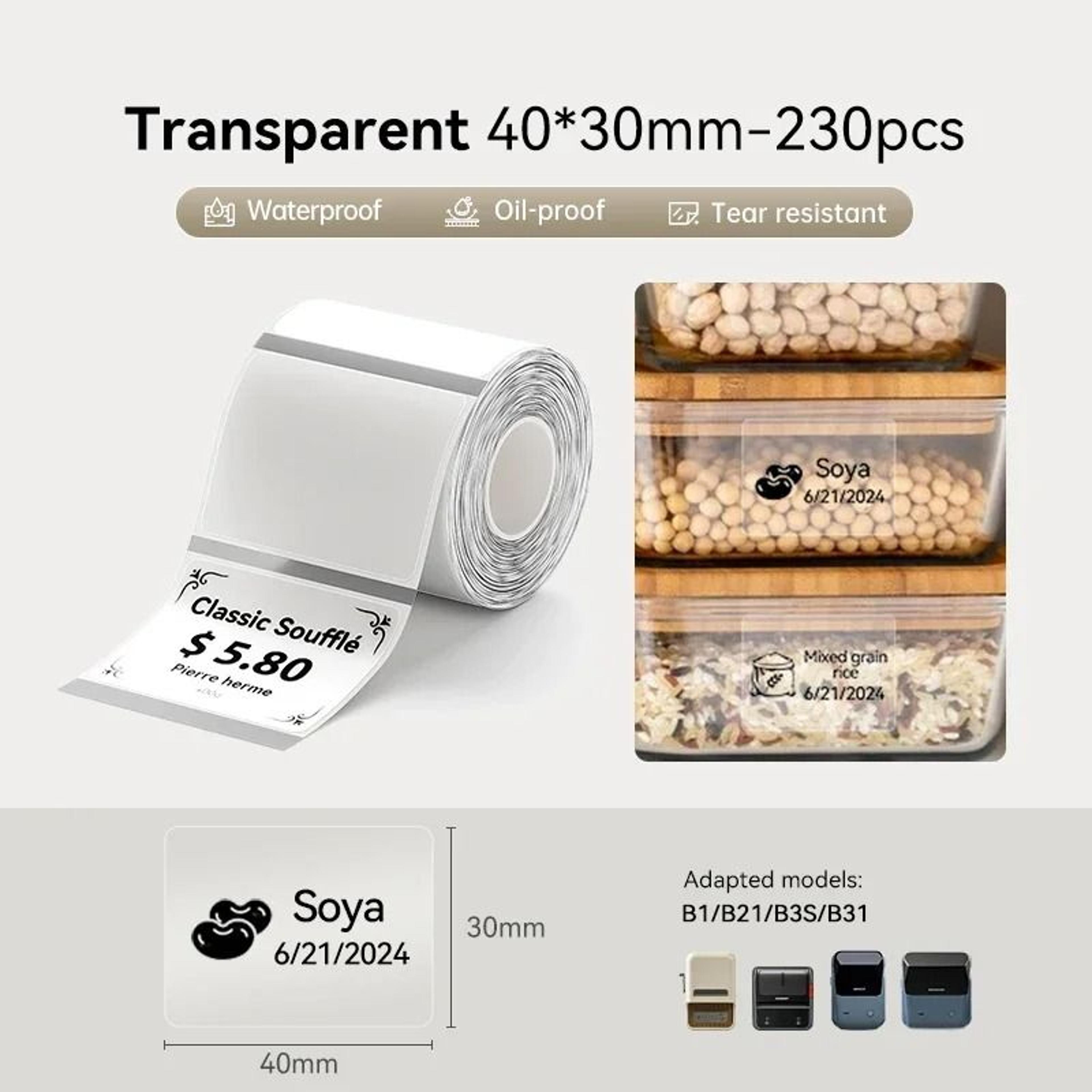 NIIMBOT Transparent SelfAdhesive Thermal Label Rolls 30mm50mm For NIIMBOT B1 B21S B21PRO B3S  B203  8