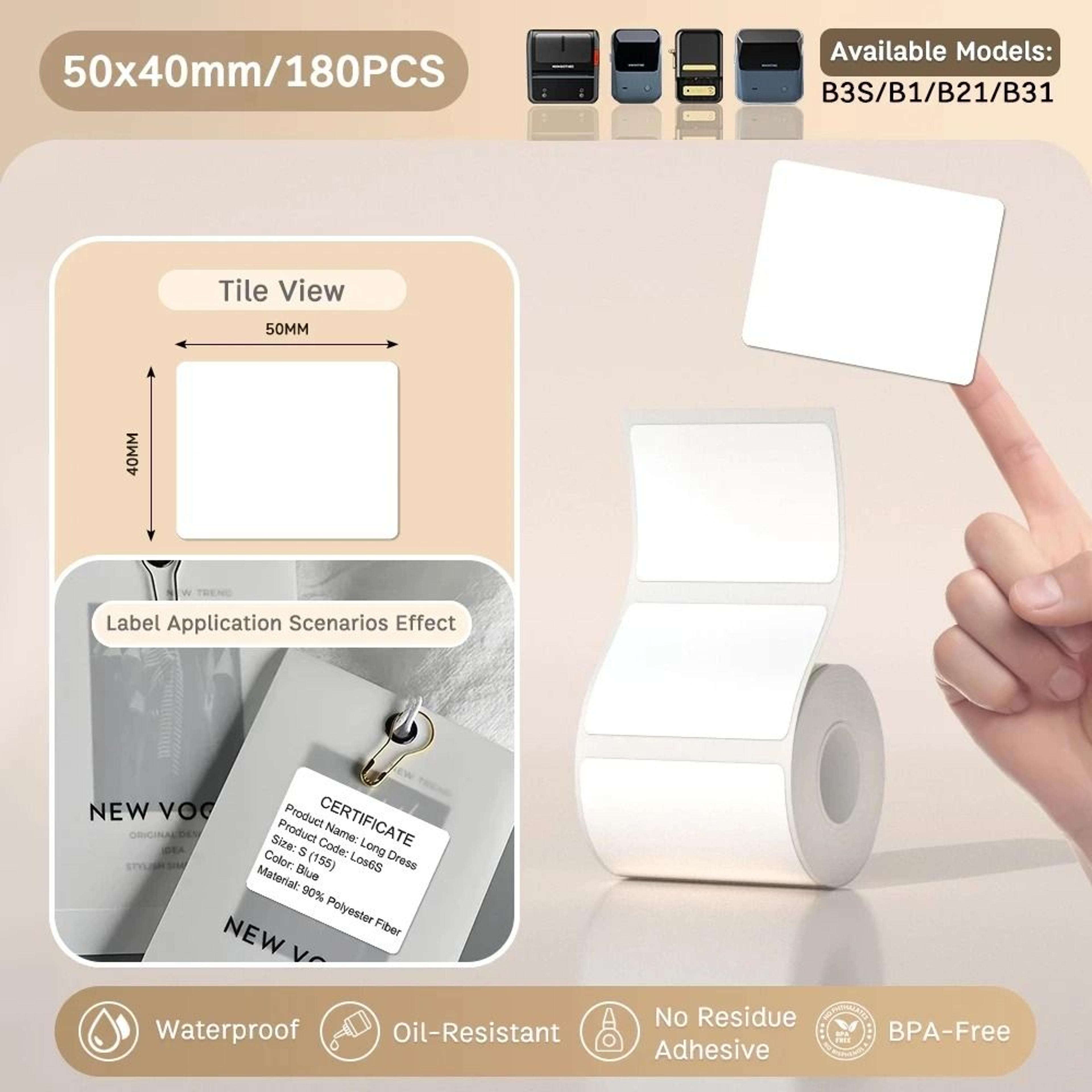 NIIMBOT Full White Series SelfAdhesive Thermal Label Rolls 2050mm For NIIMBOT B21 B1  B3S Printers 17