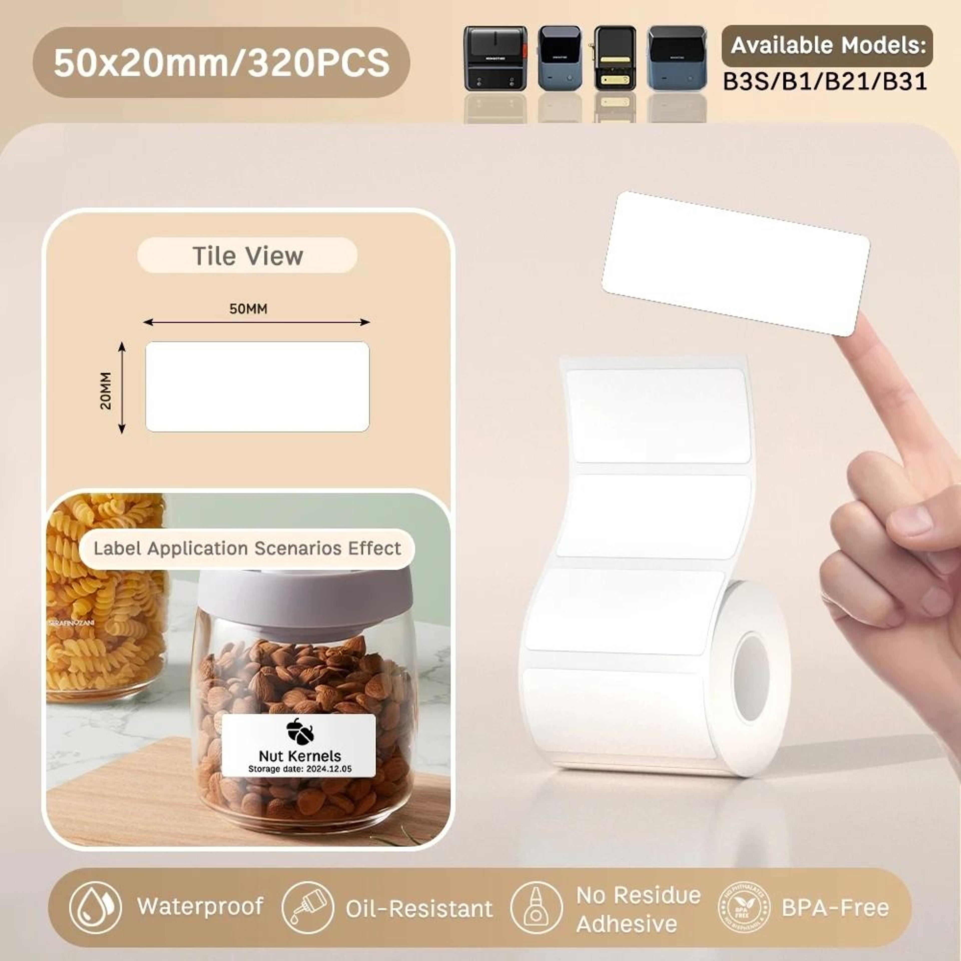 NIIMBOT Full White Series SelfAdhesive Thermal Label Rolls 2050mm For NIIMBOT B21 B1  B3S Printers 10