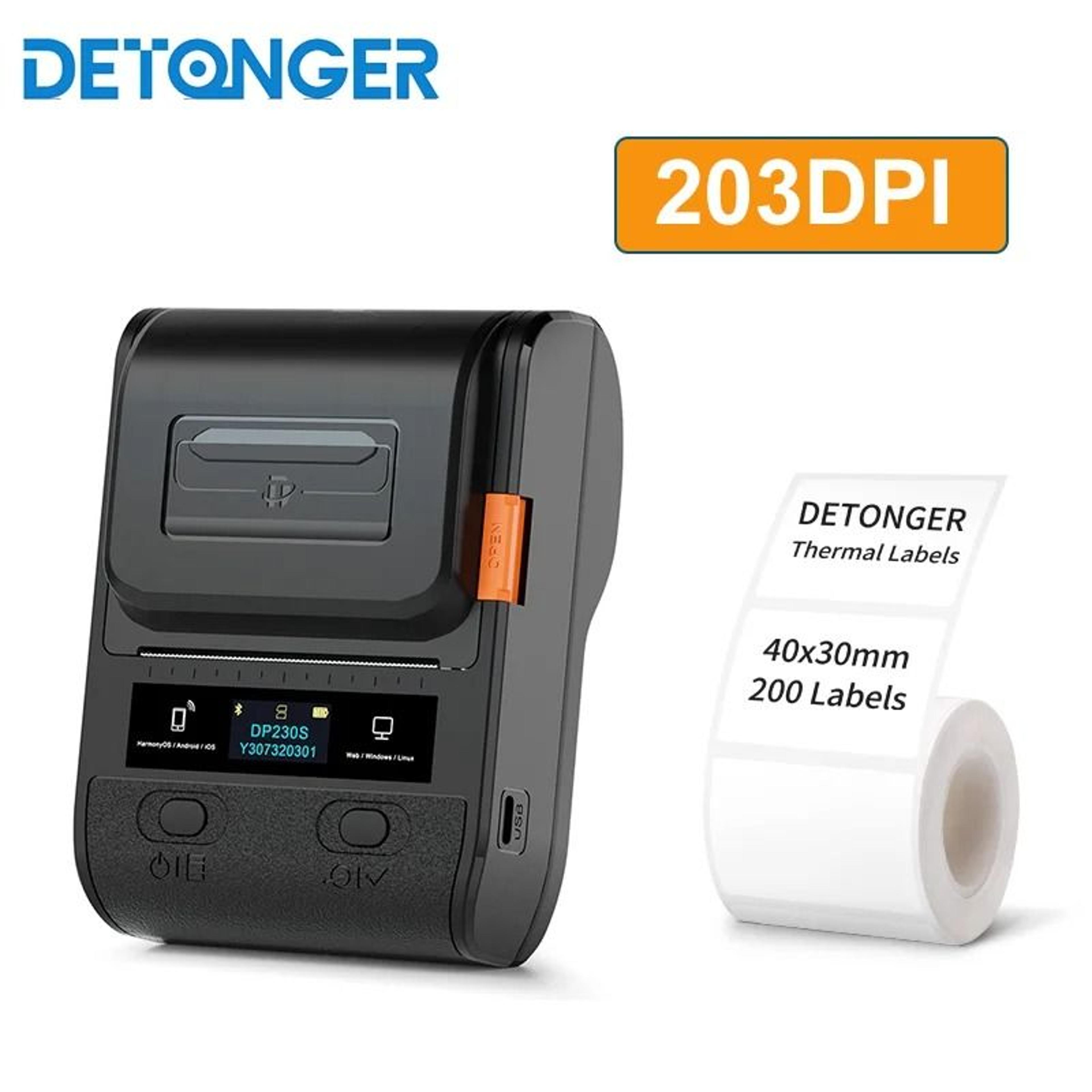 DETONGER 300DPI DP230S DP30S Wireless Mobile Thermal Label Printer Barcode Maker For Android  IOS 9