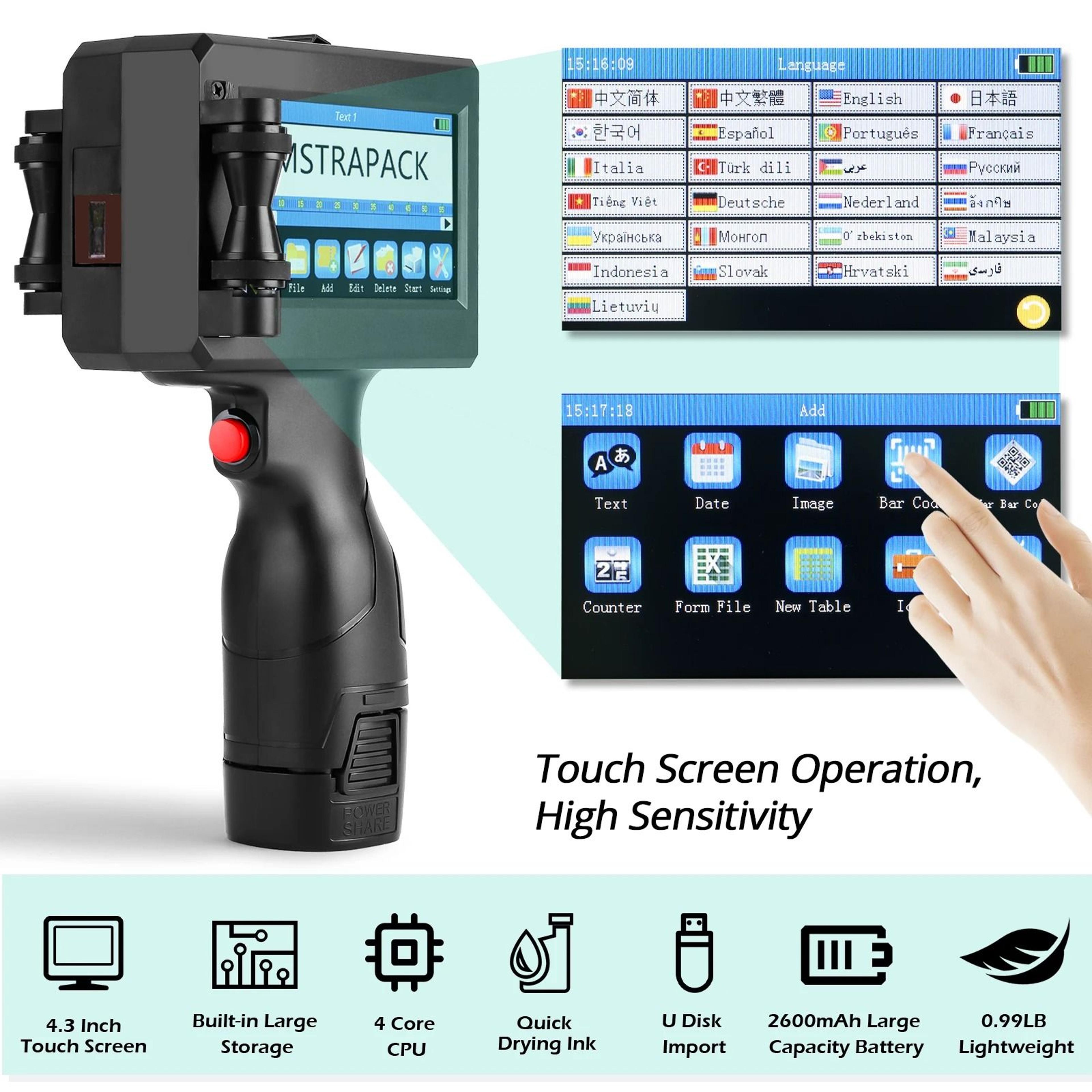 NonEncrypted Handheld Inkjet Printer Gun 127mm TIJ Coder With QuickDrying Ink 2