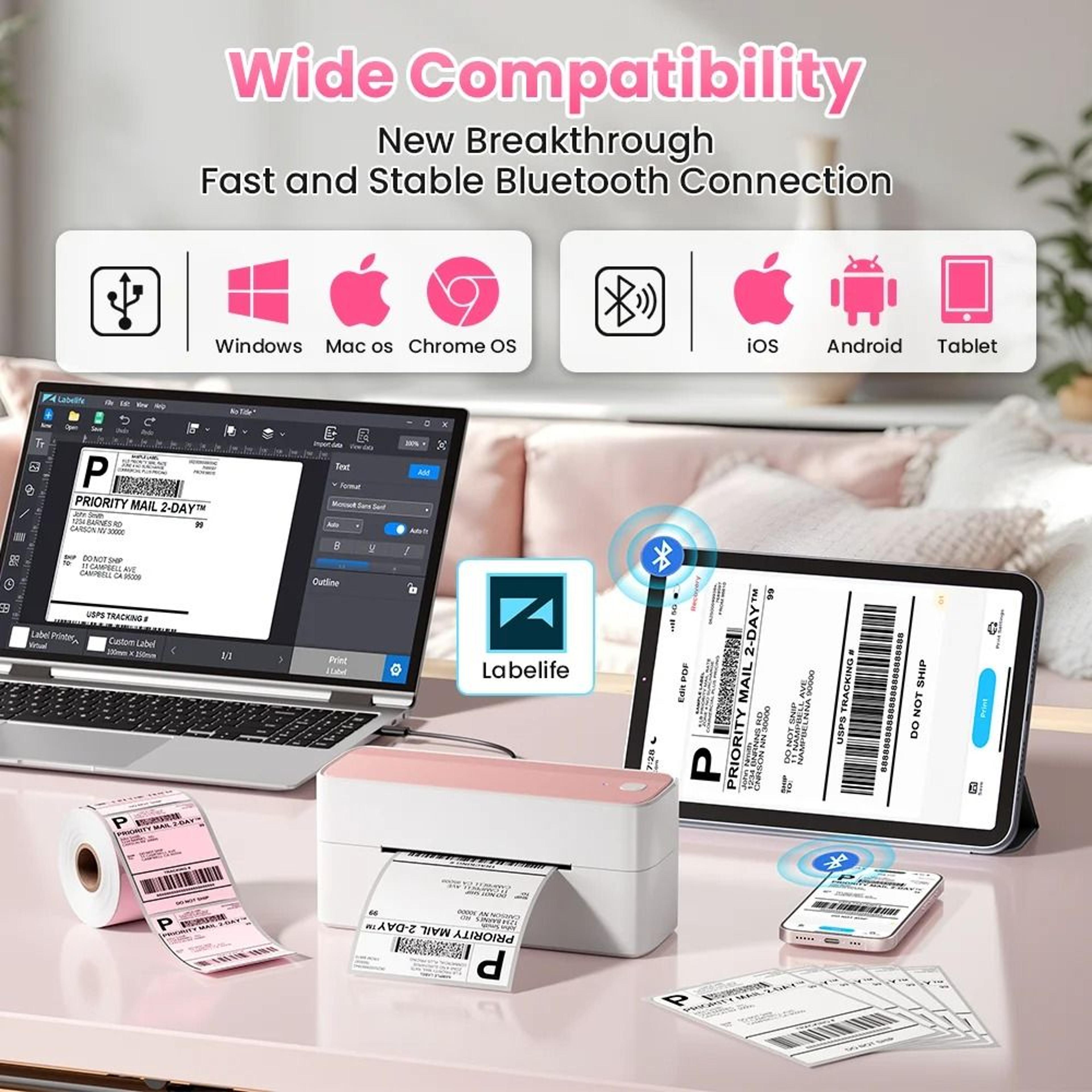 Phomemo 241 Bluetooth Wireless 4x6 Thermal Shipping Label Printer For IPhone Android Mac Windows 1