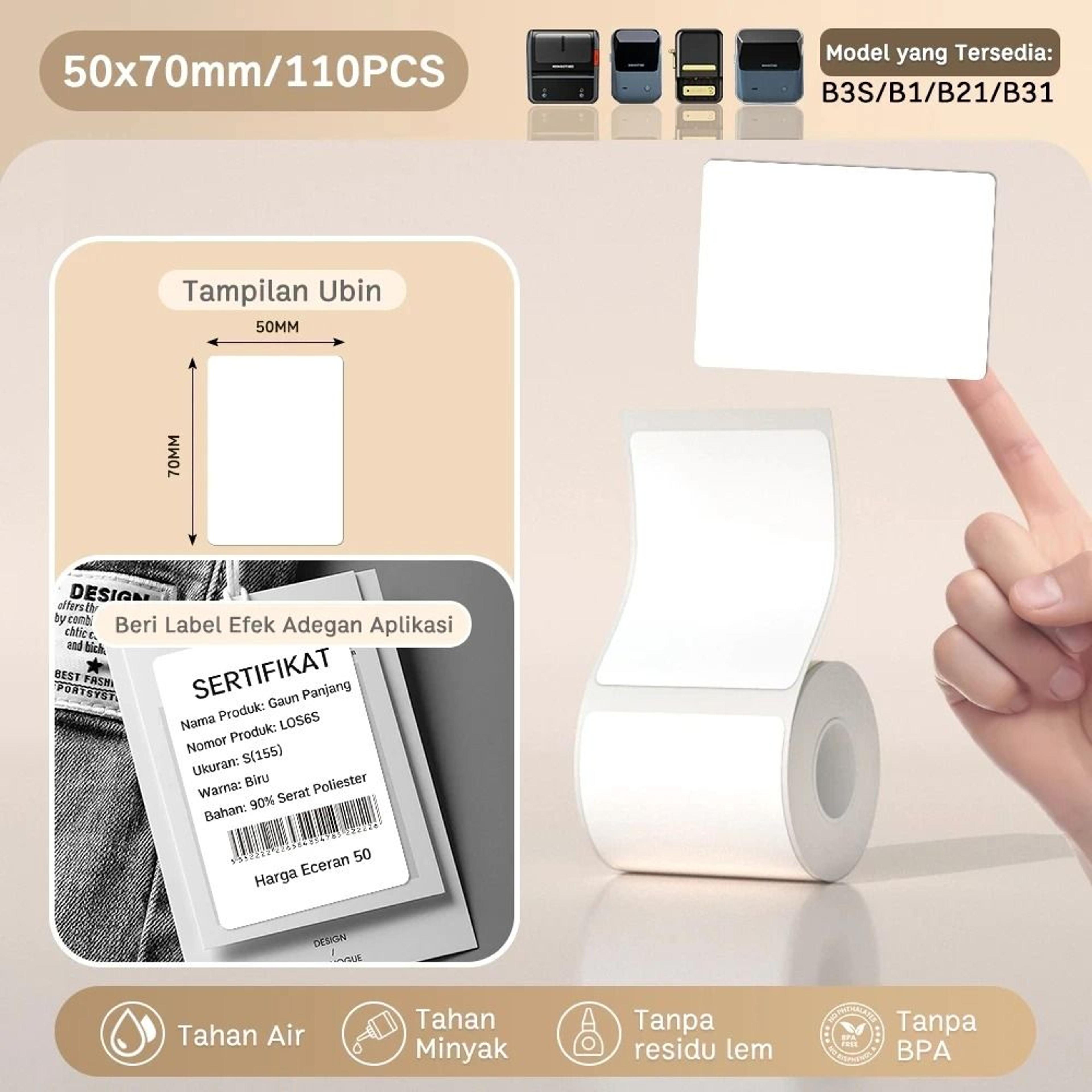 NIIMBOT B21 B203 B3S Thermal Label Printer Paper SelfAdhesive Waterproof  TearResistant Roll 2
