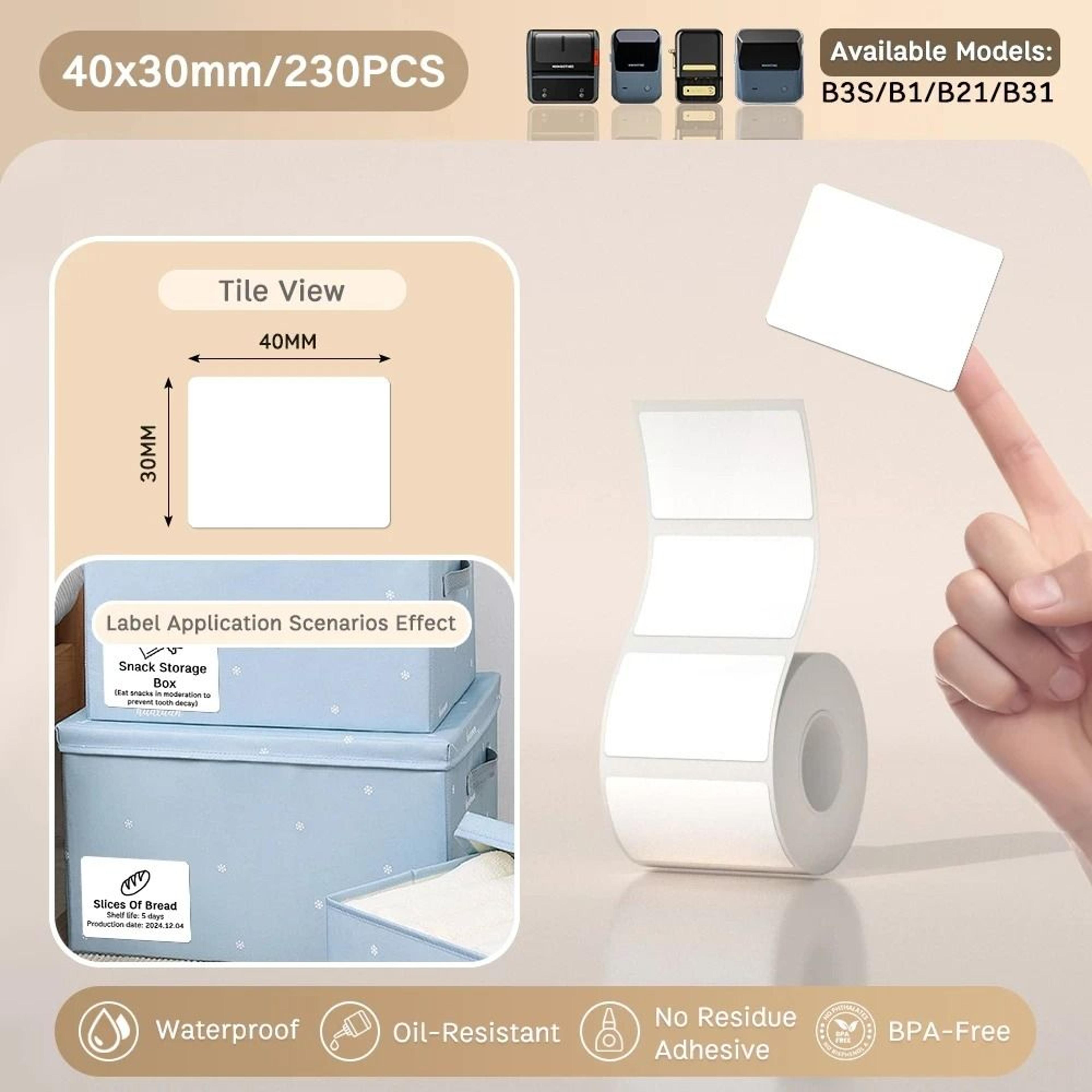 NIIMBOT B21 B203 B3S Thermal Label Printer Paper SelfAdhesive Waterproof  TearResistant Roll 8