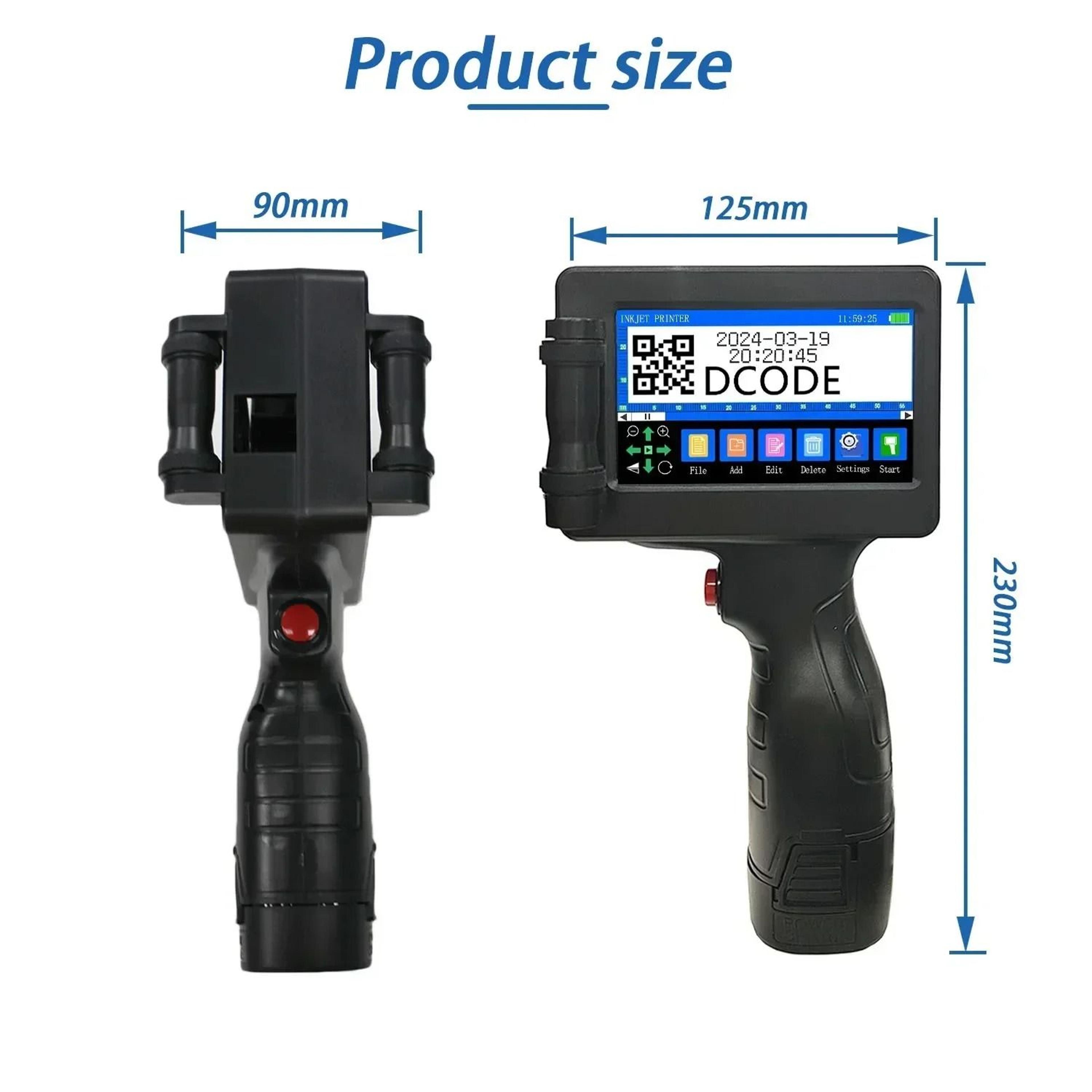 DCODE 1755PLUS 127mm Portable Handheld Inkjet Printer For Batch Number QR Barcode Logo Printing 4